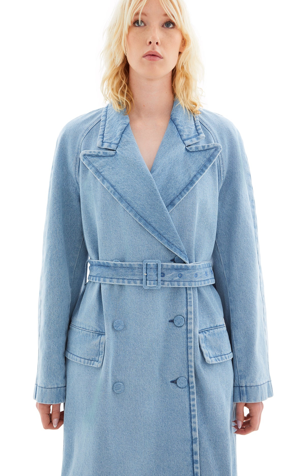 LOOSE FIT RUGBY DENIM COAT (LIGHT BLUE) - 2