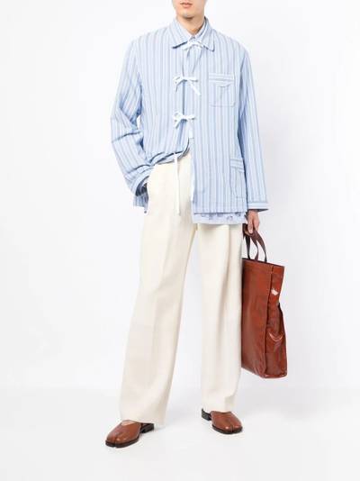 Maison Margiela bow-detail striped shirt outlook