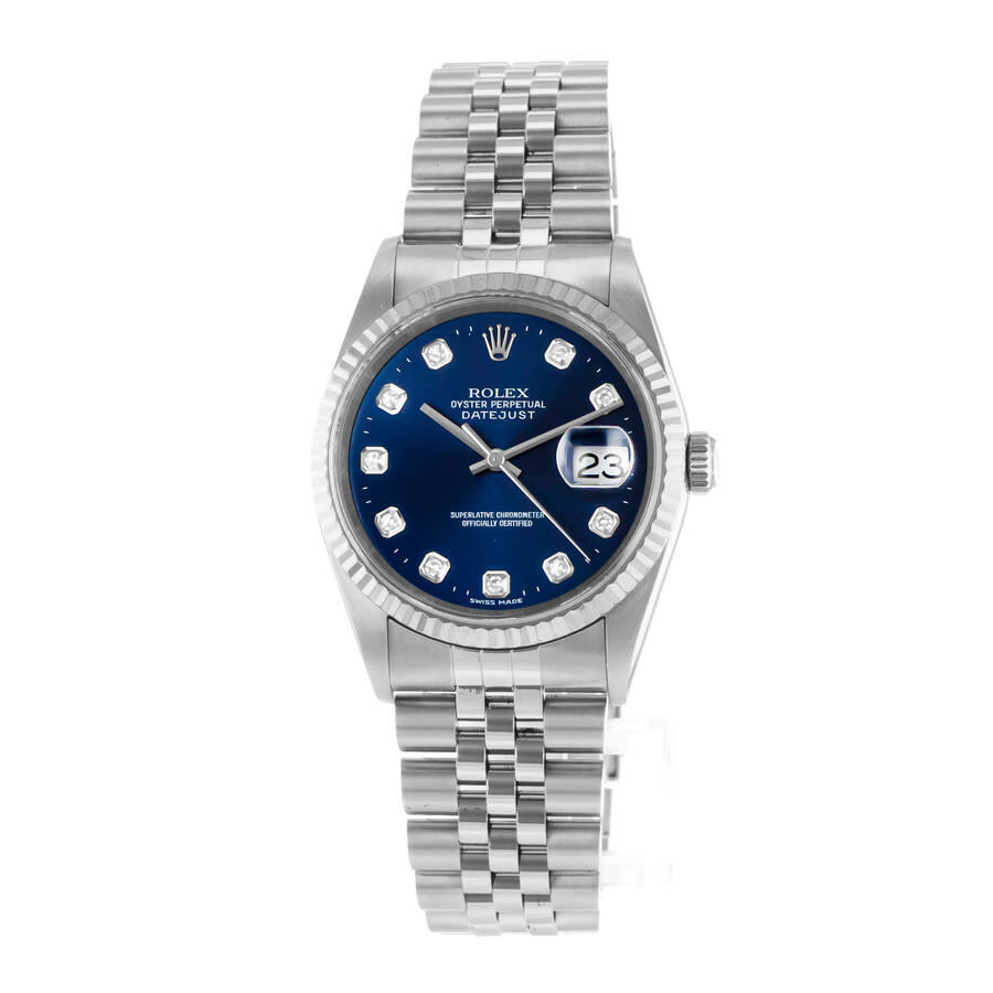 Pre-owned Rolex Datejust 36 Automatic Chronometer Diamond Blue Dial Men's Watch 16234 BLDJ - 3