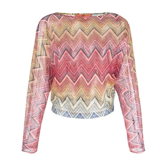 Long-sleeved blouse in zig zag print fabric - 1