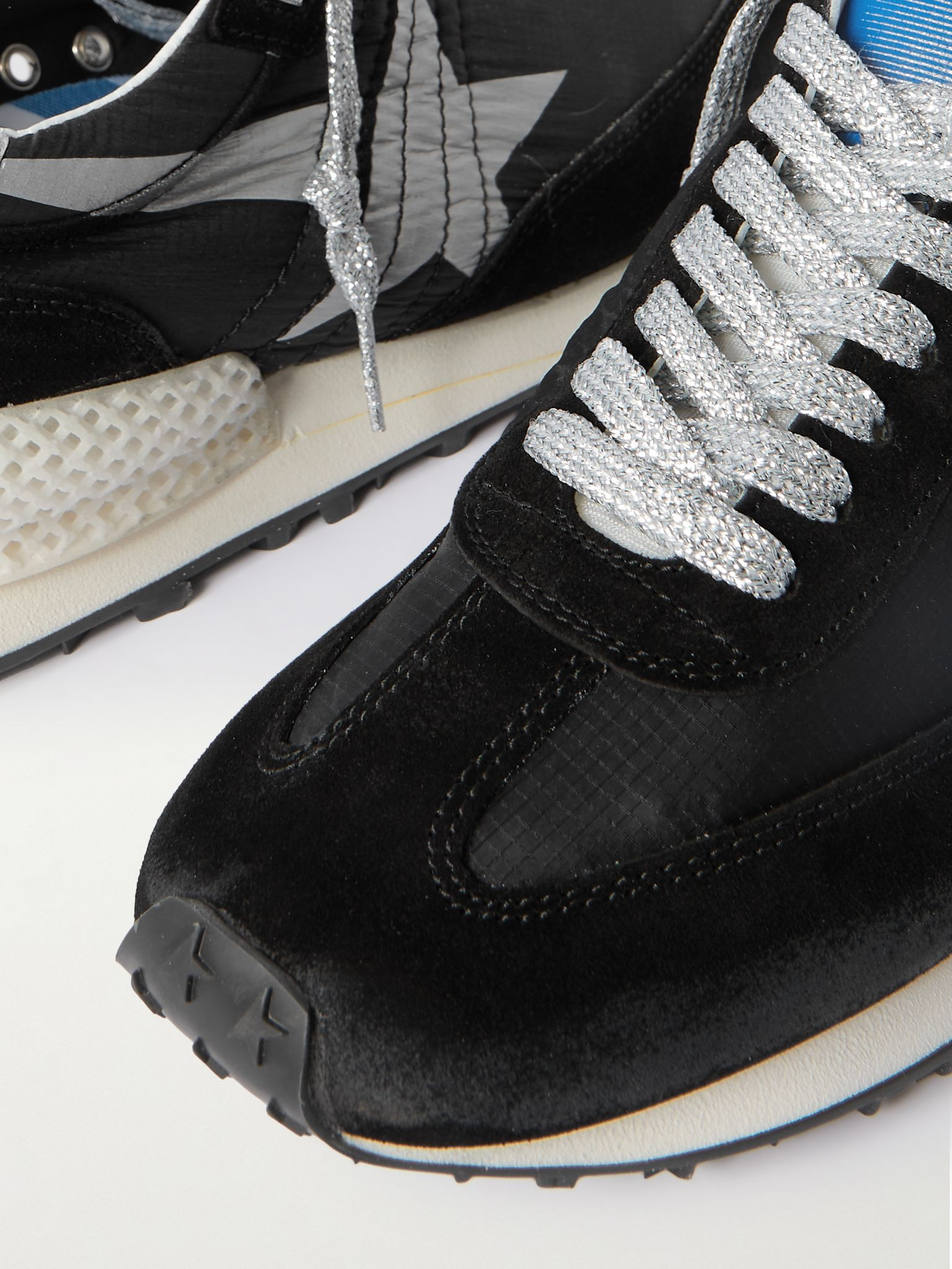 Marathon Leather and Suede-Trimmed Nylon Sneakers Black - 6