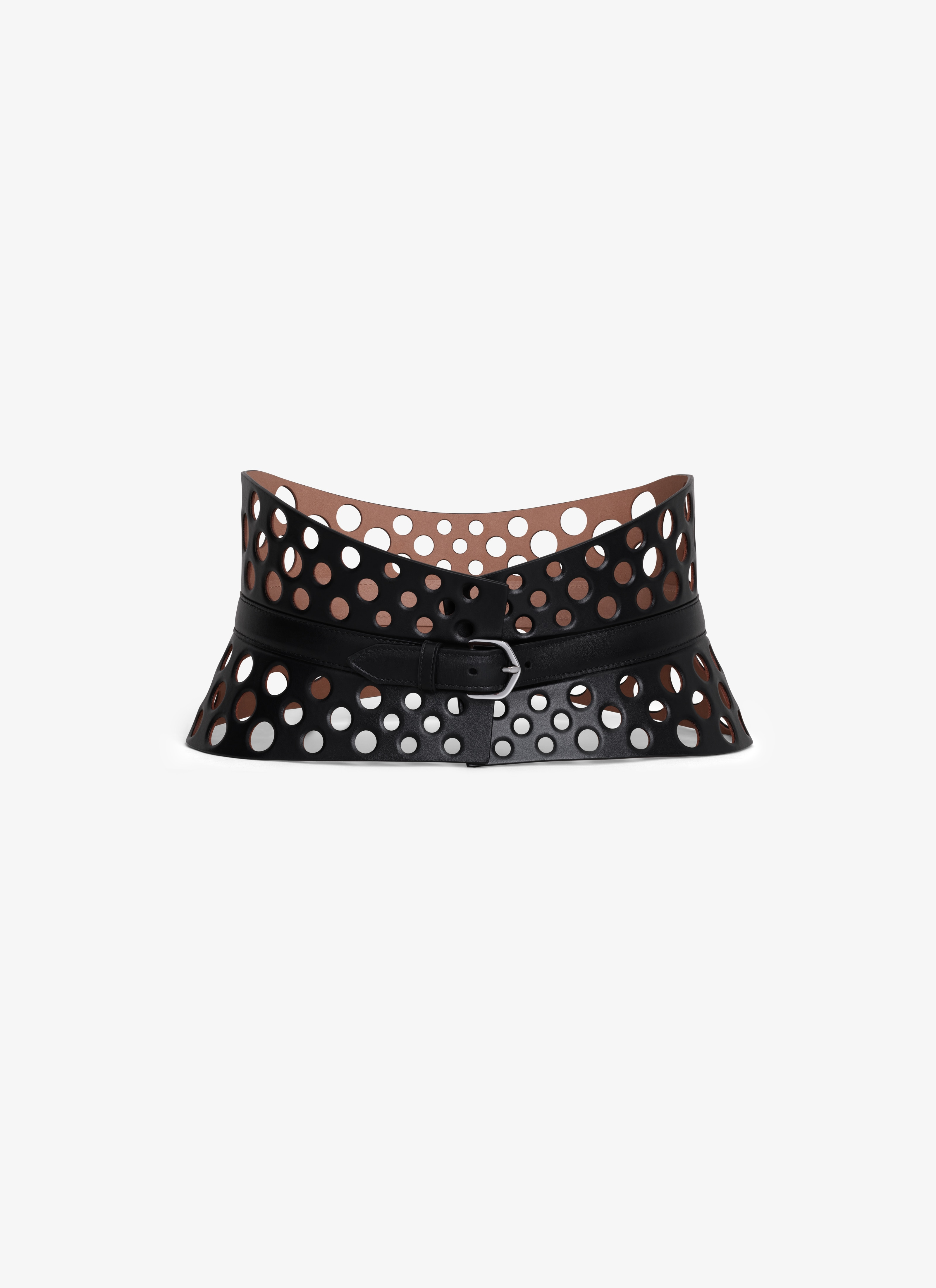 NEO BUSTIER BELT IN PERFORATED CALFSKIN - 1