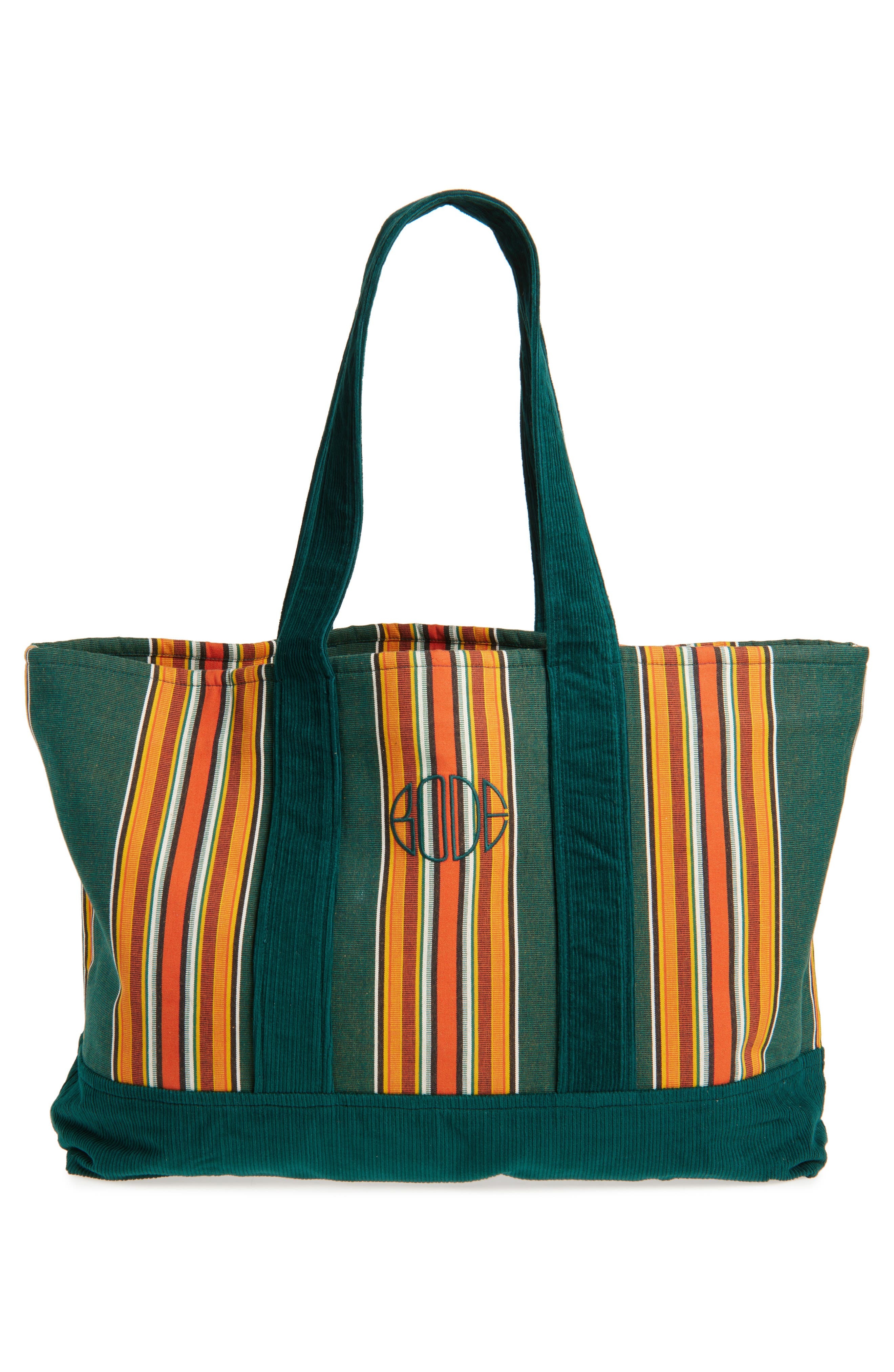 Bode Parakeet Stripe Canvas & Corduroy Tote in Green Multi at Nordstrom - 3