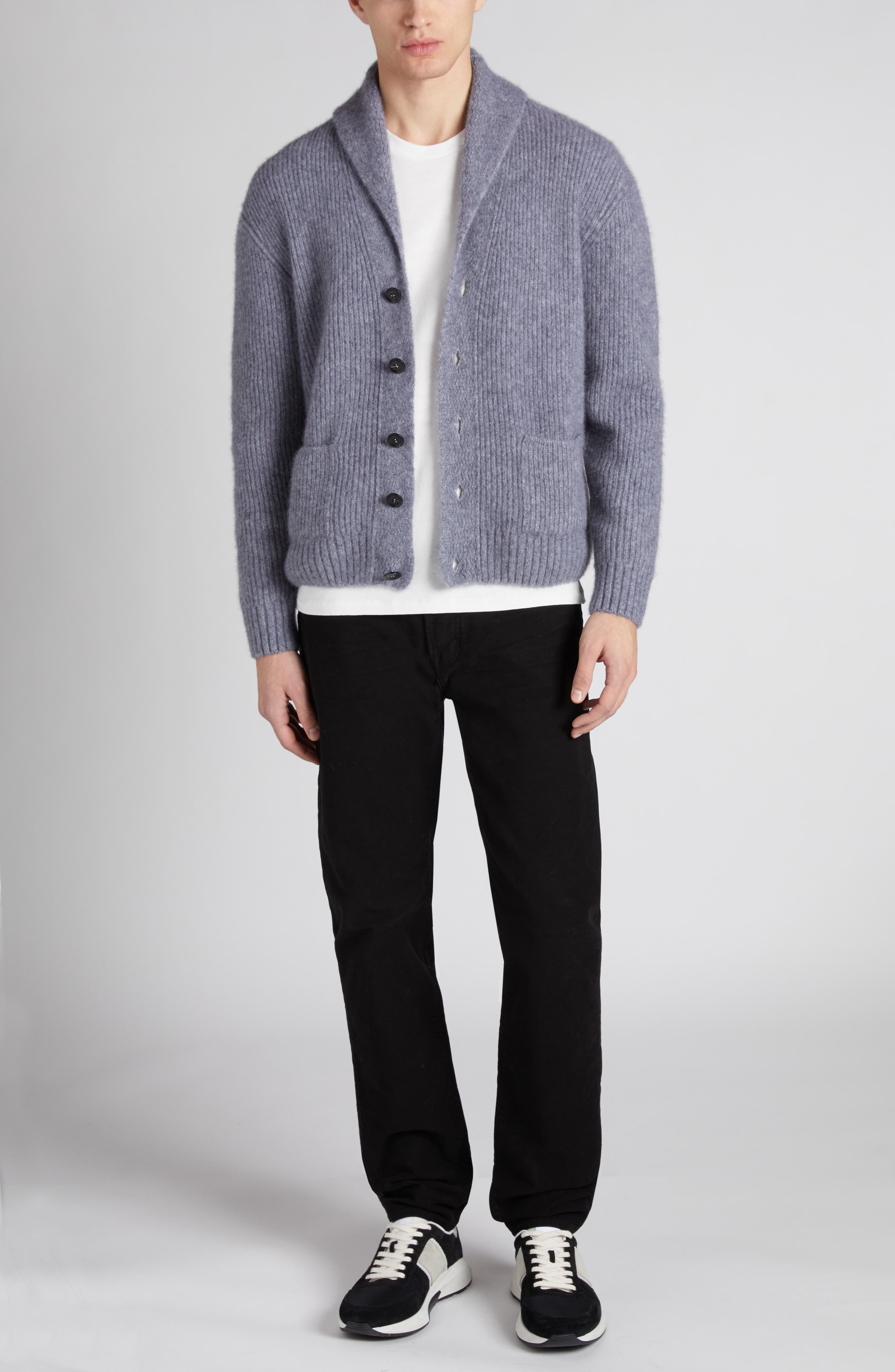 TOM FORD Shawl Collar Brushed Cashmere & Silk Cardigan in Ig399 Ash Grey at Nordstrom - 2