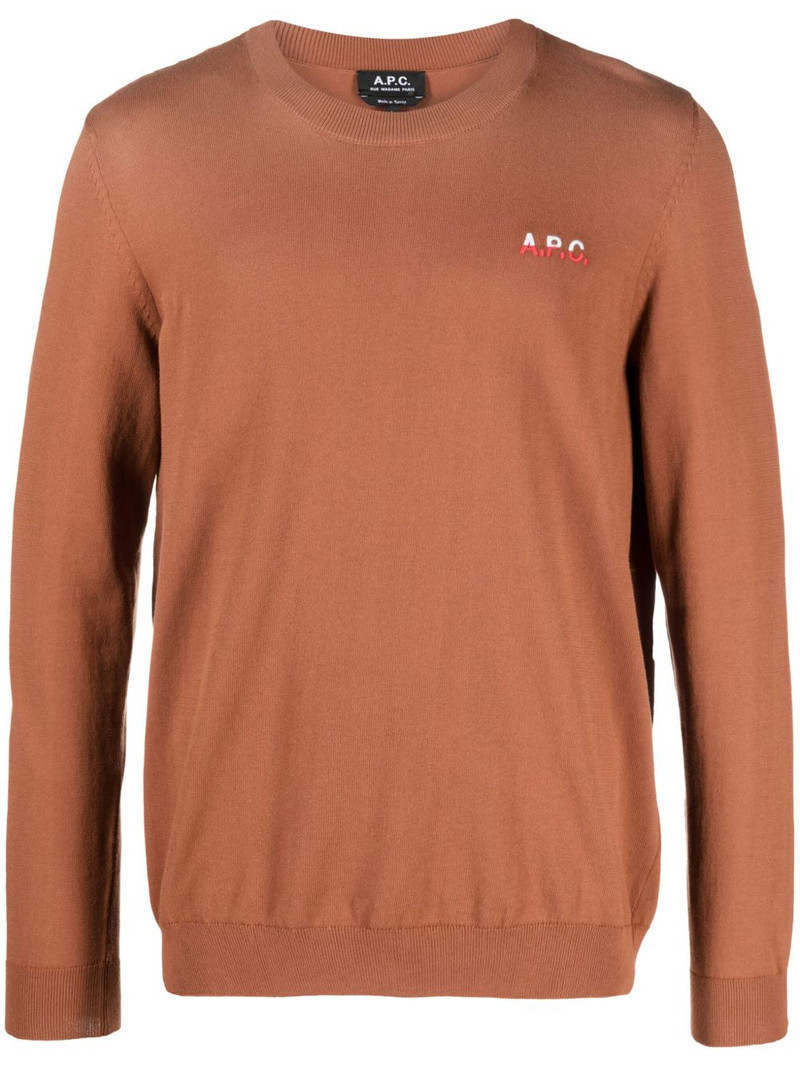 logo-embroidered fine-knit jumper 1