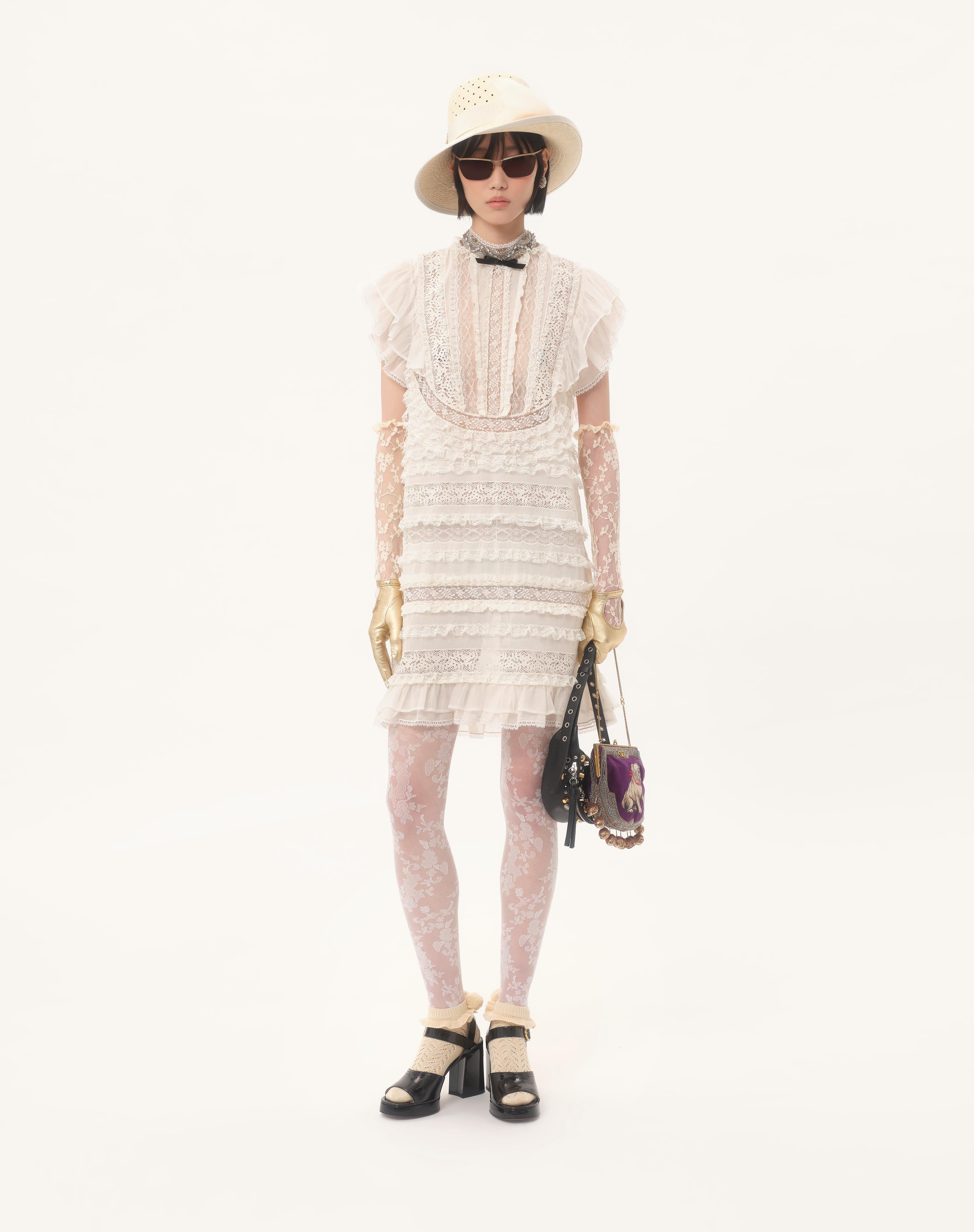 SHORT DRESS IN EMBROIDERED LIGHT LINEN - 2