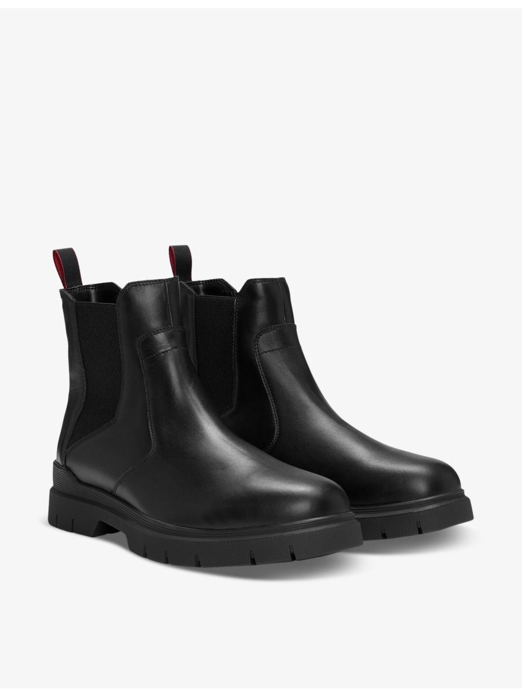 Pull-tab flat leather Chelsea boots - 3