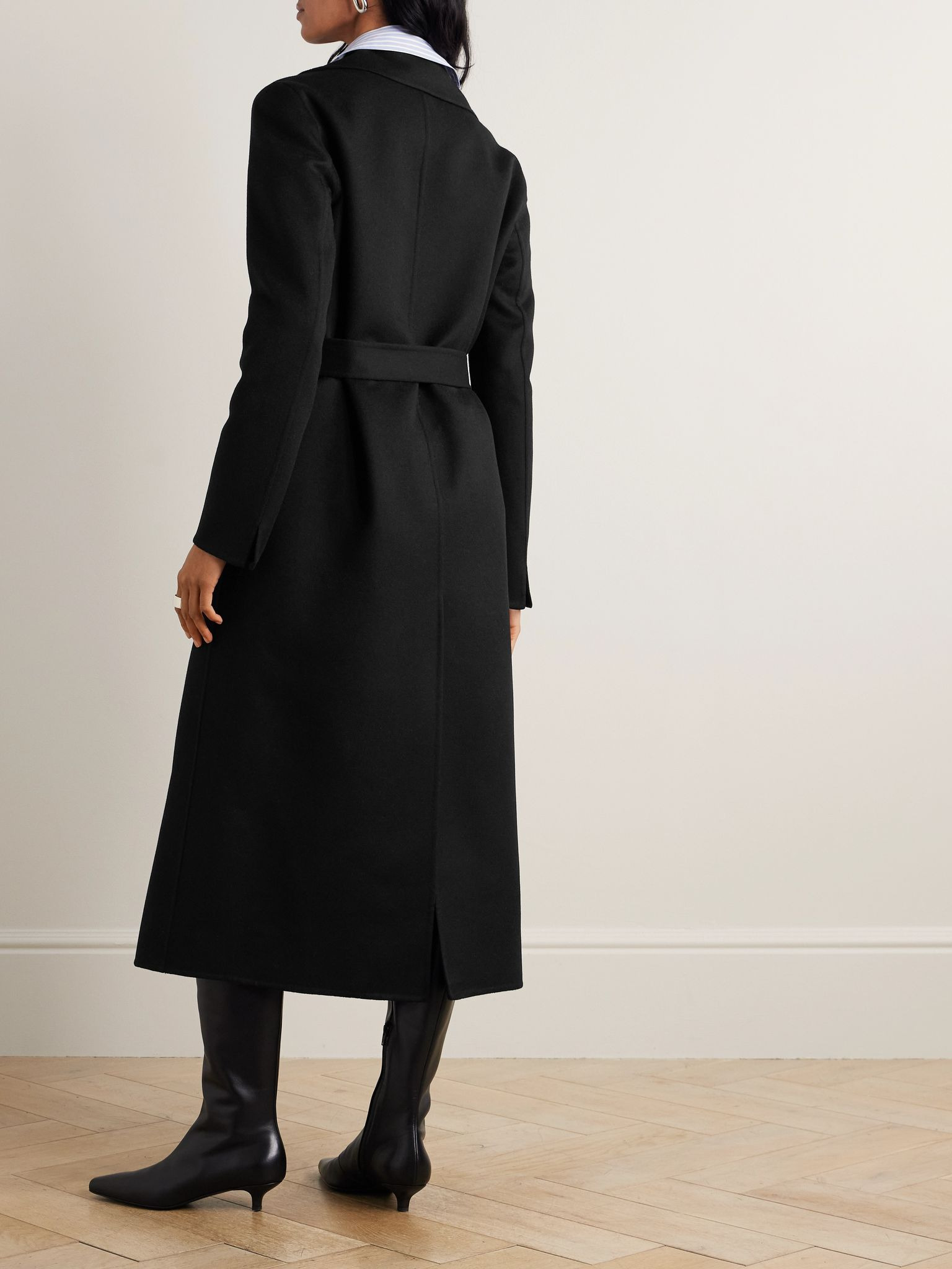 Belted wool coat Black - 3