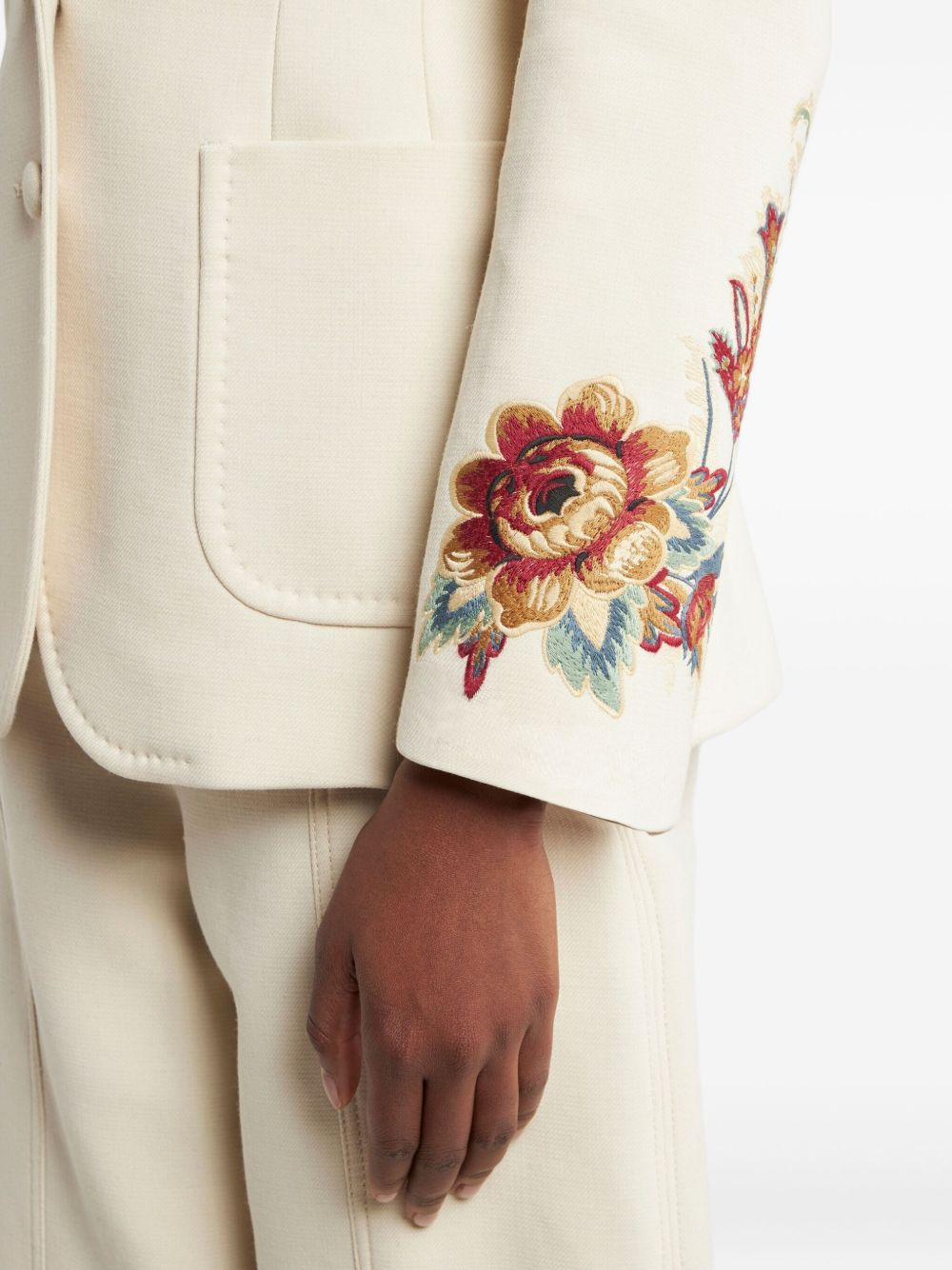 floral-embroidered blazer - 4