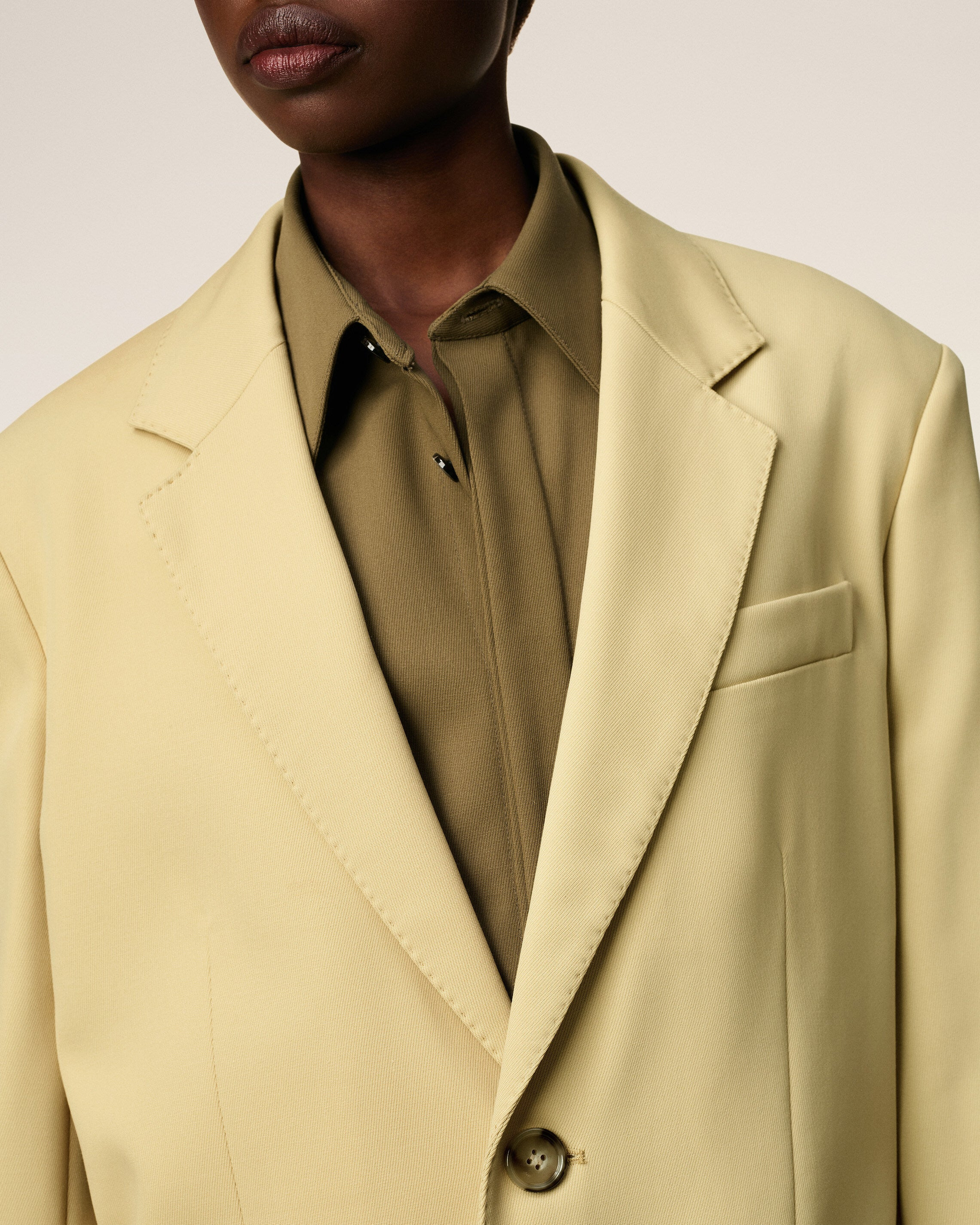 GREEN WOOL LOOSE SINGLE BREASTED JACKET - 4