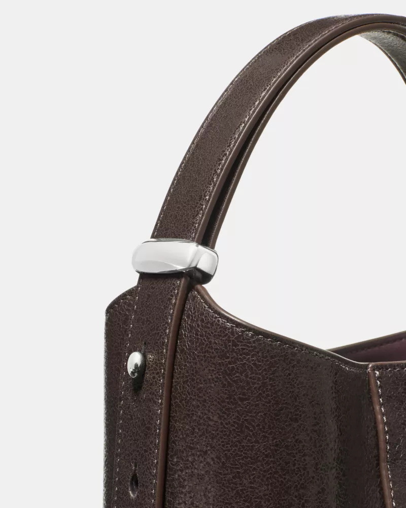 Halo Glazed Leather Mini Bucket Bag 8