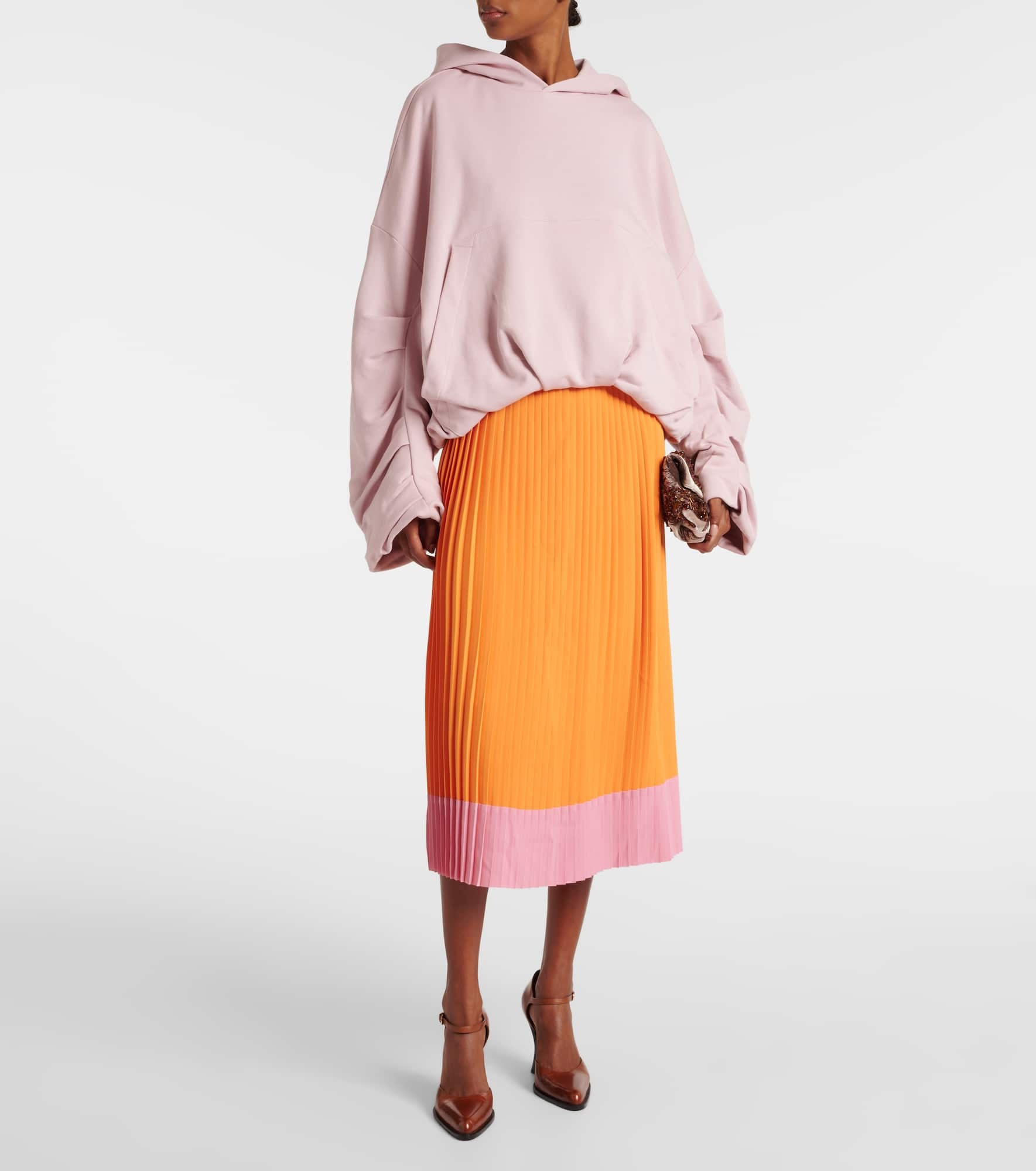 Colorblocked pleated midi skirt - 2