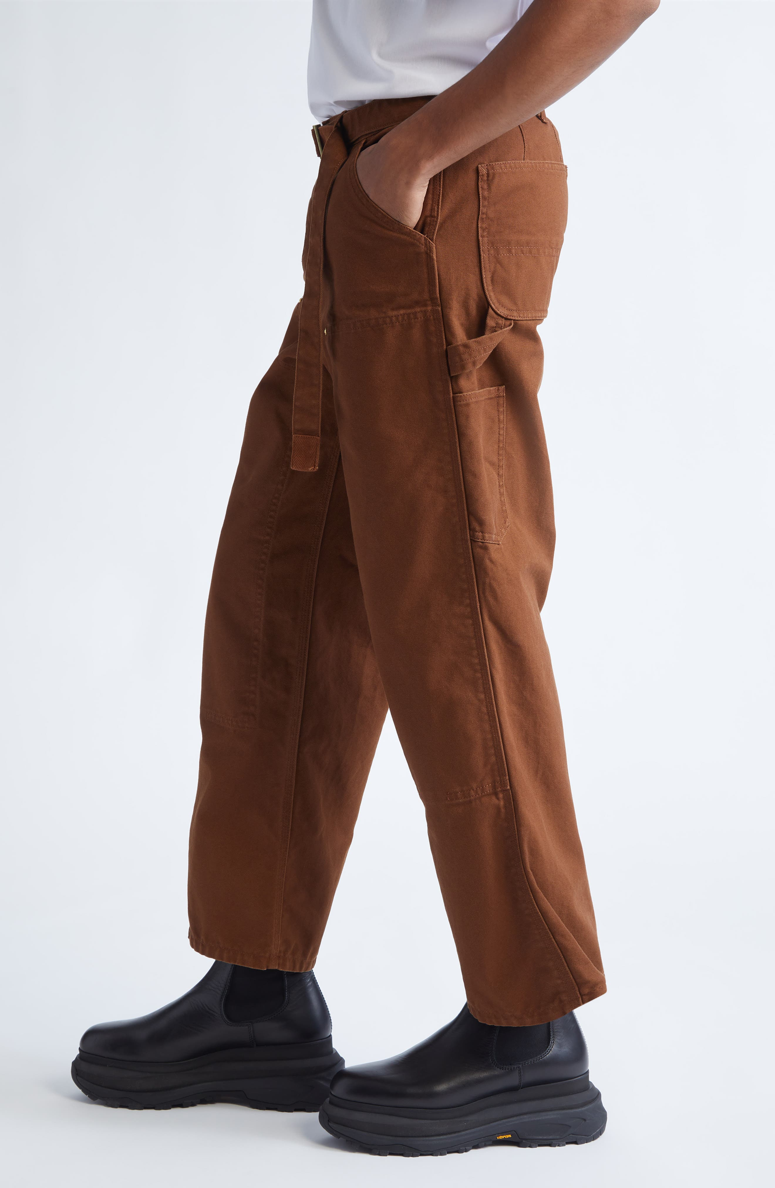 Sacai Carhartt WIP Duck Canvas Carpenter Pants in Dark Beige at Nordstrom - 4