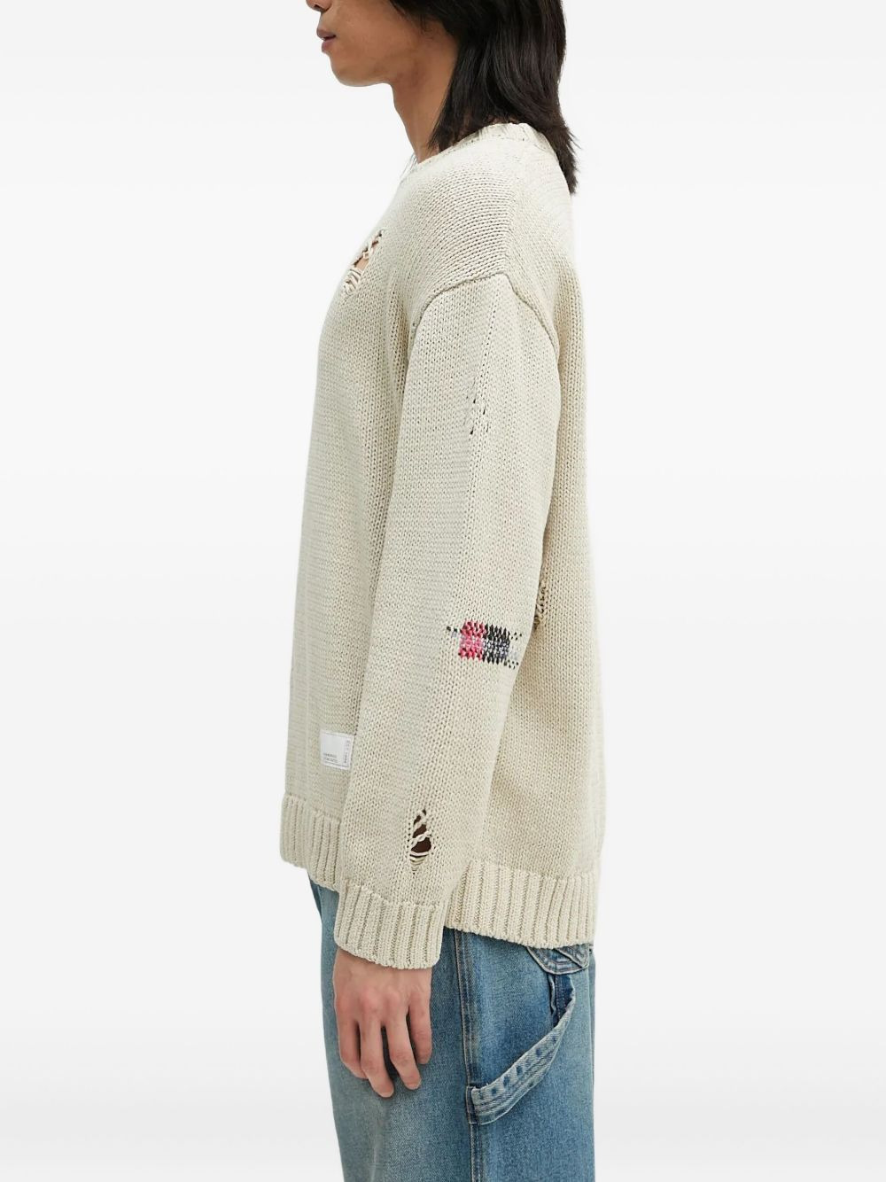 distressed embroidered sweater - 3