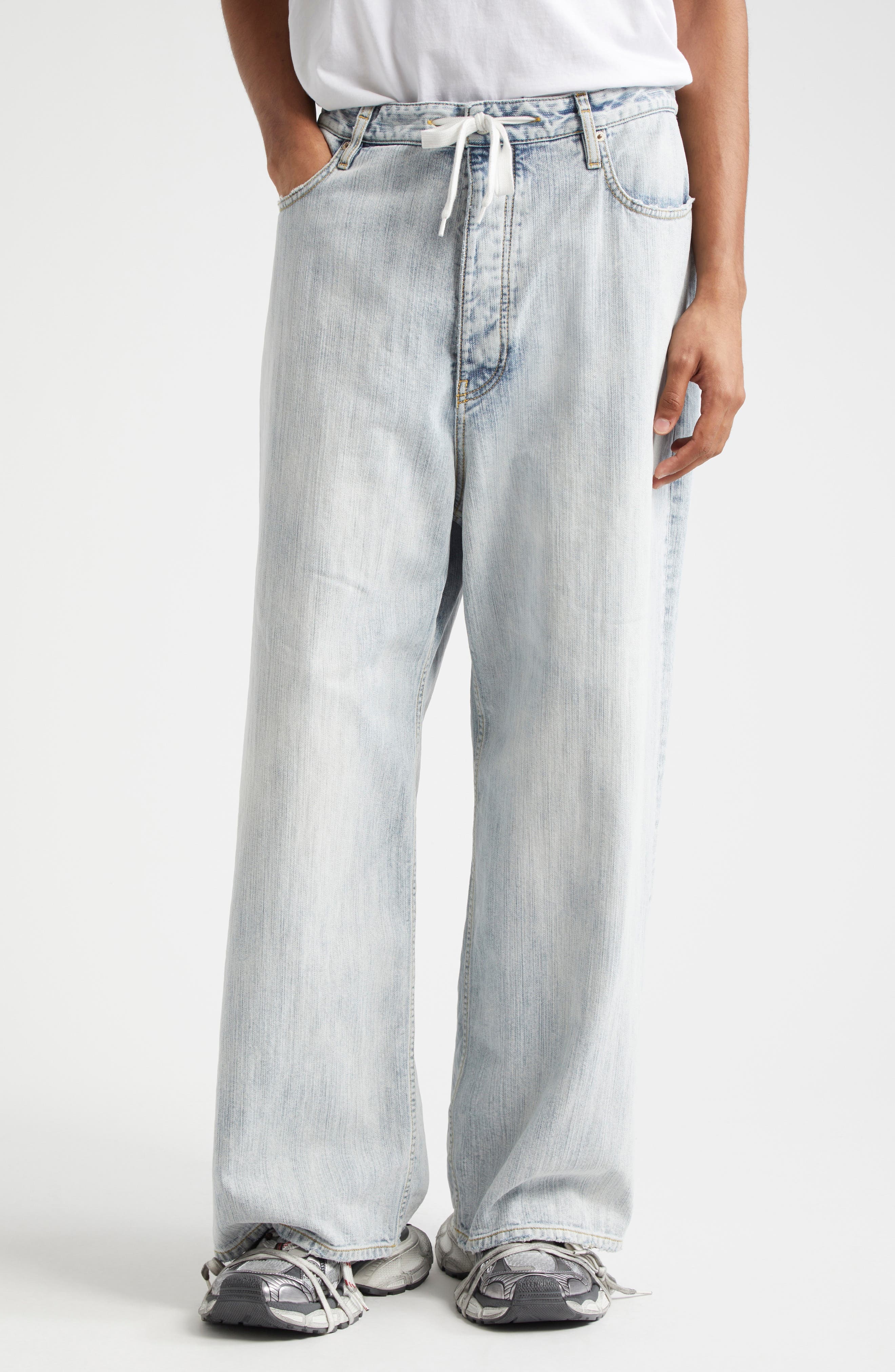 Balenciaga Baggy Denim Jeans in 9780 Bleached Ring at Nordstrom - 1