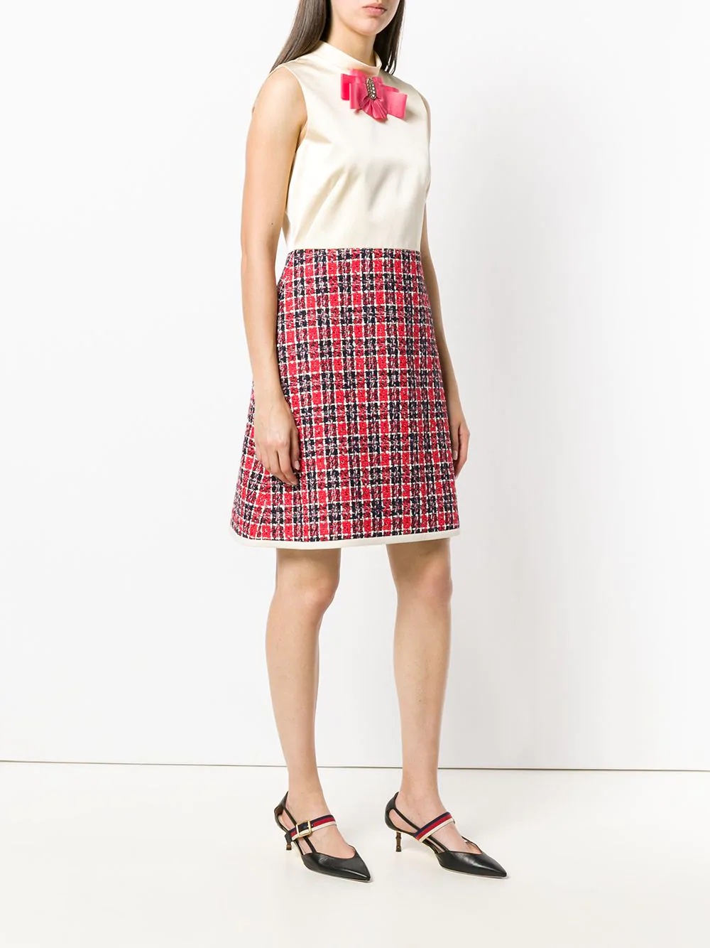 bow tweed skirt dress - 3