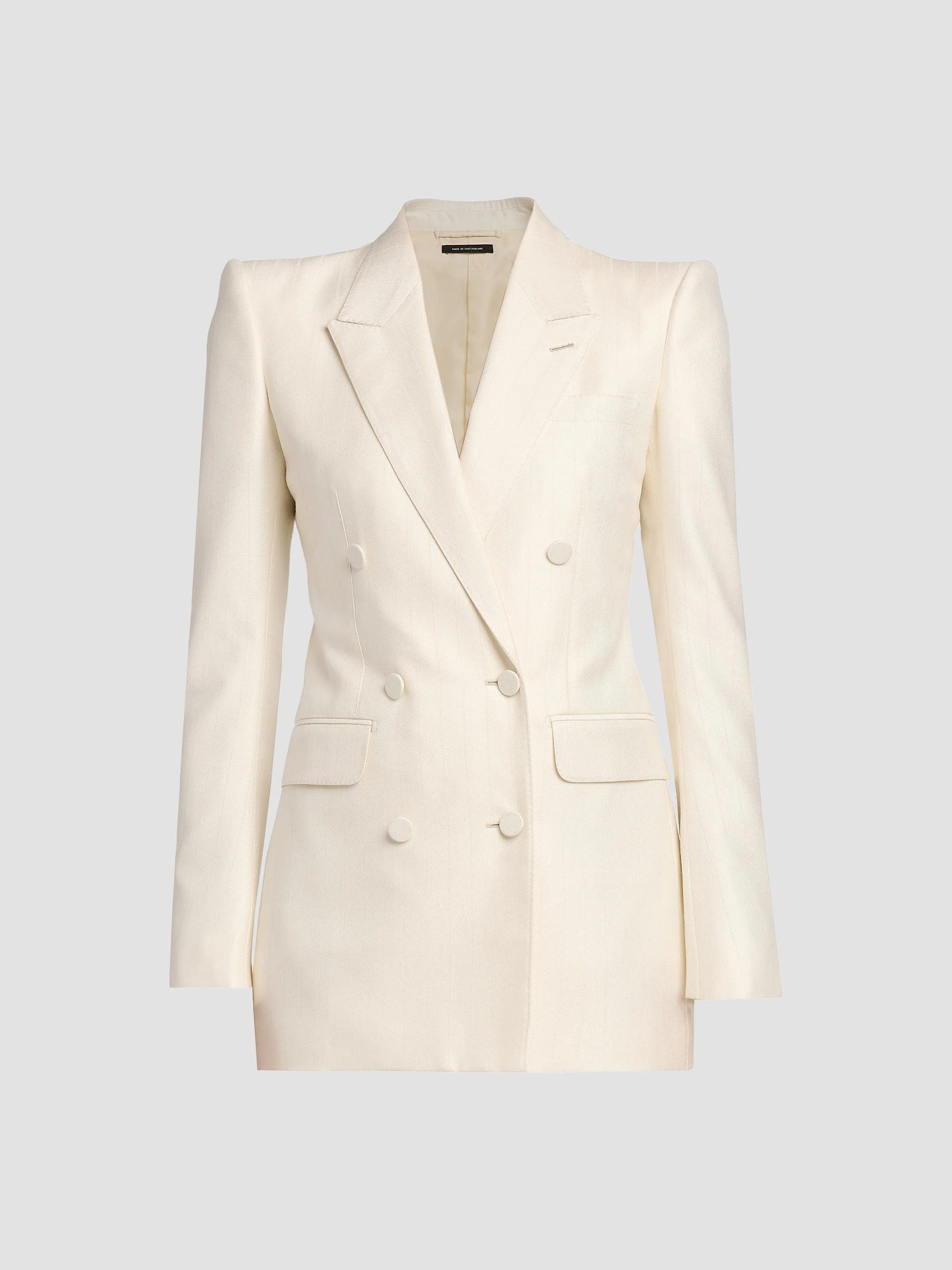 Women's Shadow Striped Wool-Silk Jacket - Yae Cream - 1