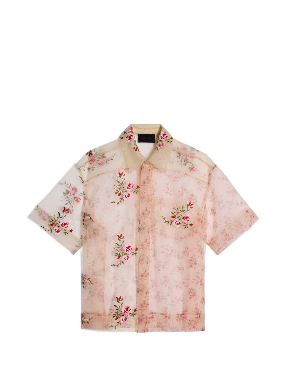 floral-motif boxy shirt - 1