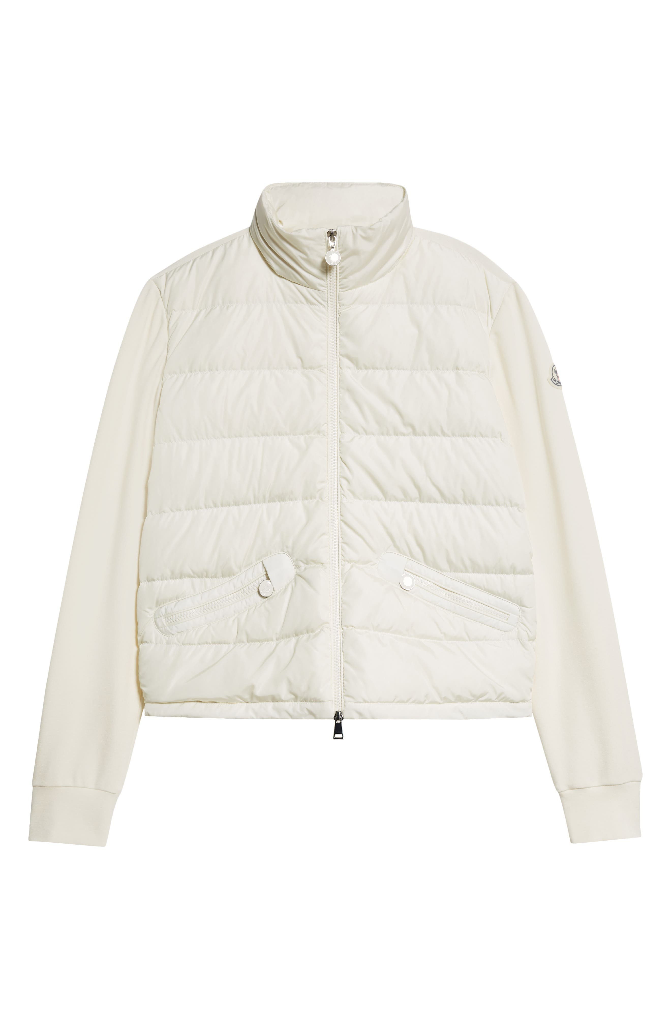Moncler Mixed Media Down Puffer Jacket in Silk White at Nordstrom - 6
