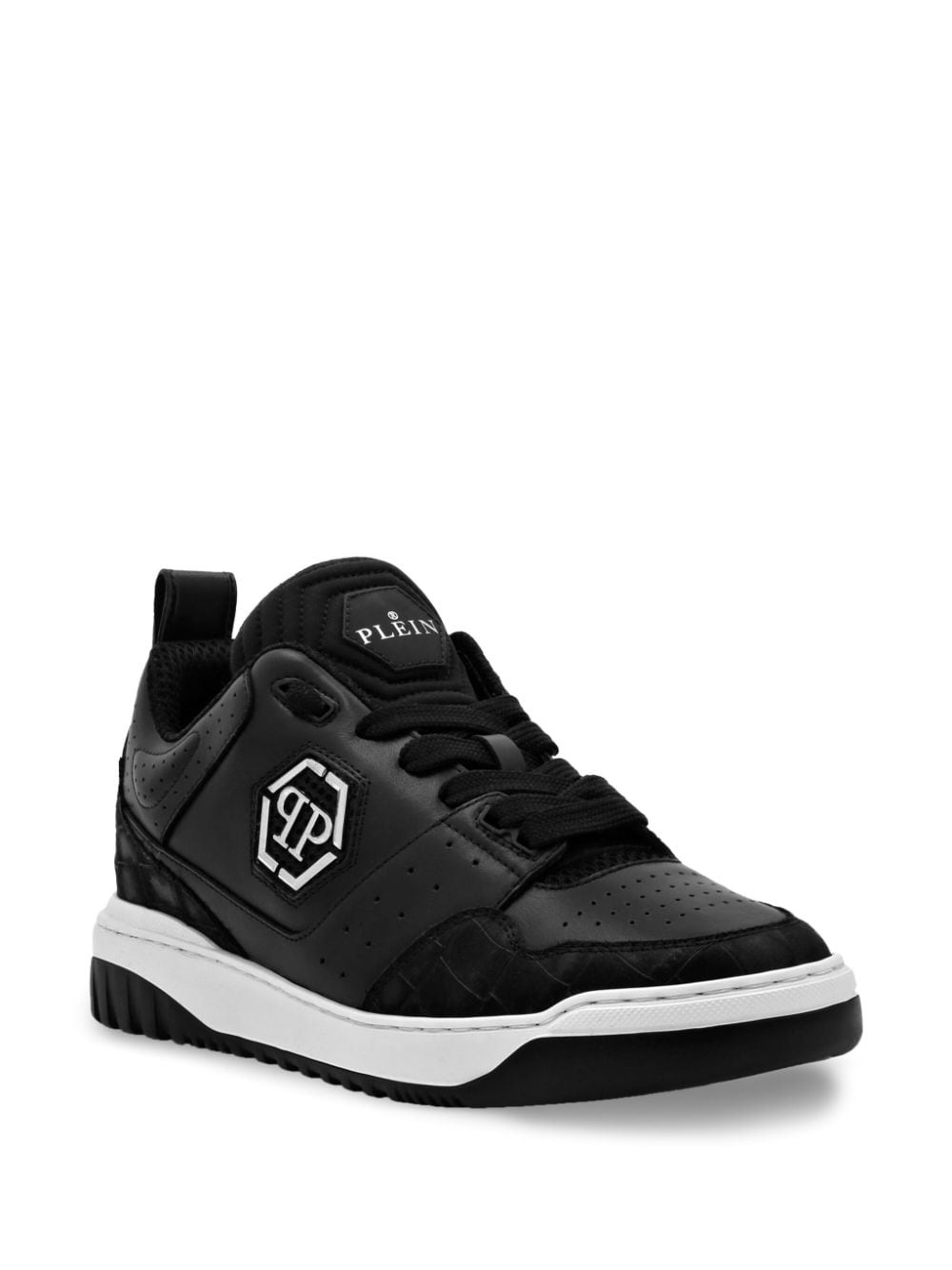 logo-plaque panelled sneakers - 2