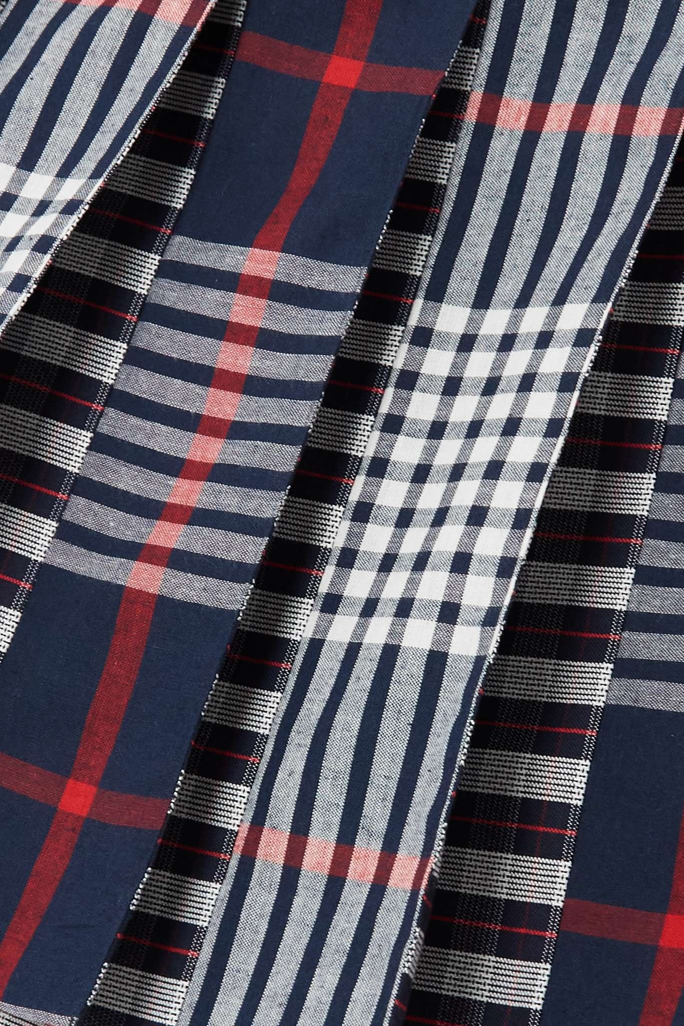 Pleated checked cotton mini skirt - 4