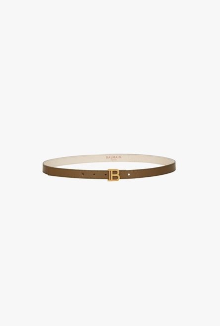 Khaki smooth leather B-Belt belt - 1