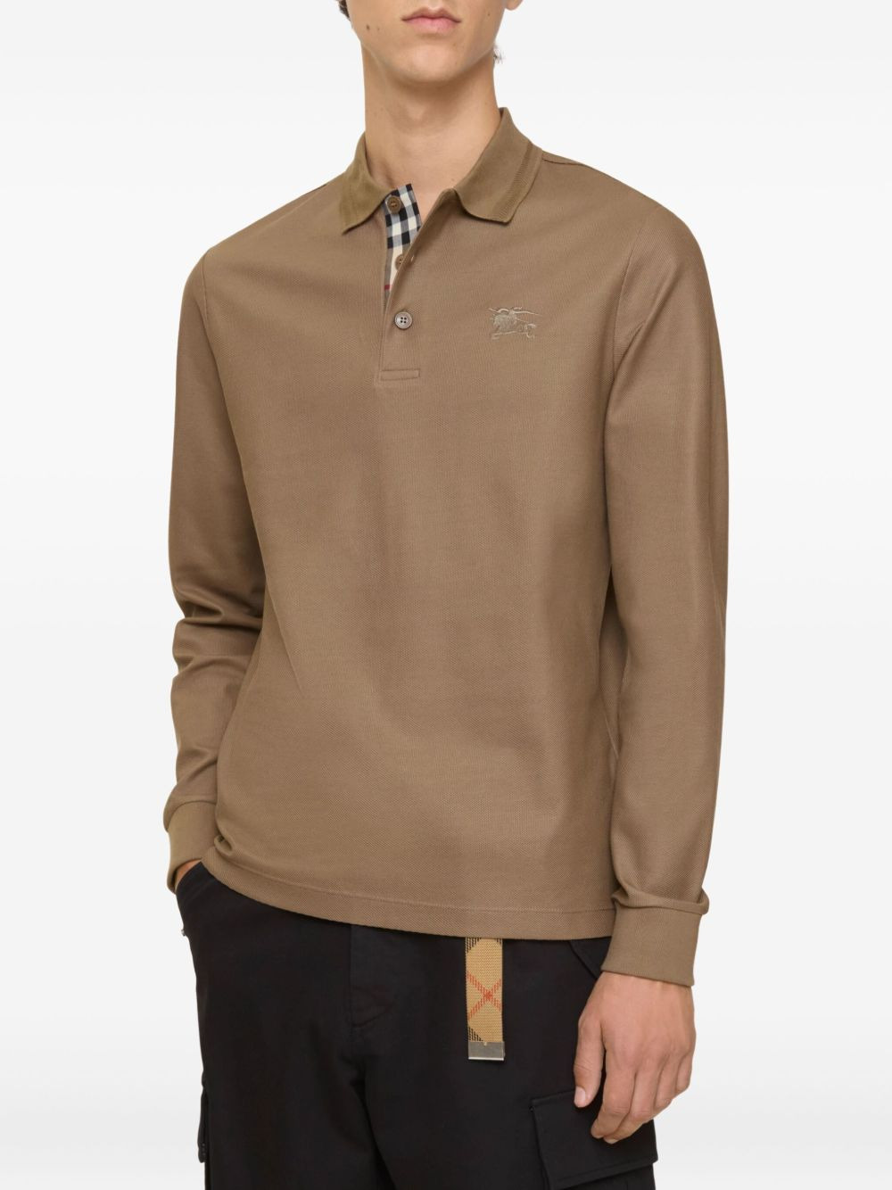 long-sleeve cotton polo shirt - 2