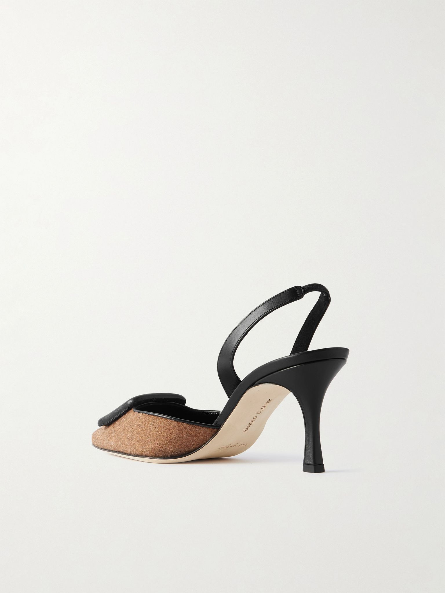 Mayslibi 70 buckled leather-trimmed wool slingback pumps Brown - 3