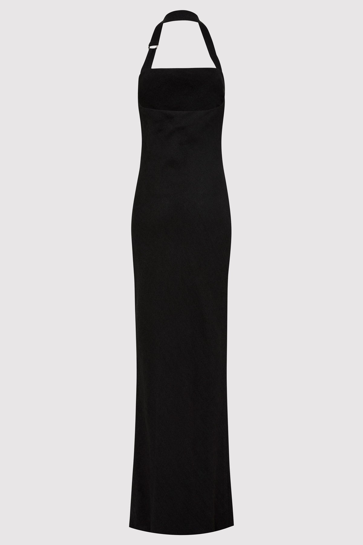 Linen Bias Maxi Dress - Black - 8