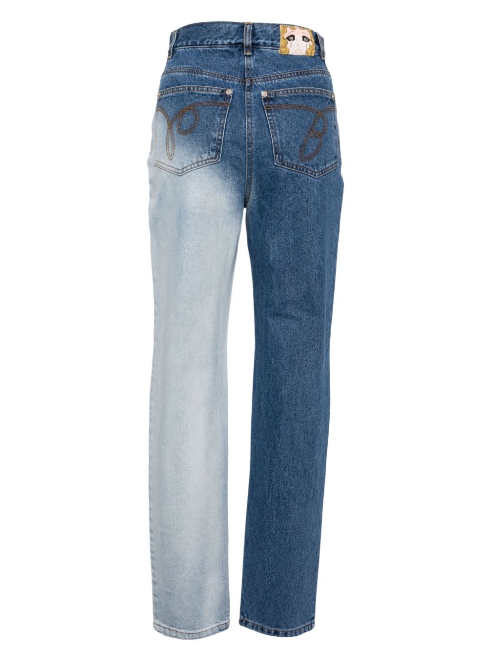 high-rise two-tone jeans - 2