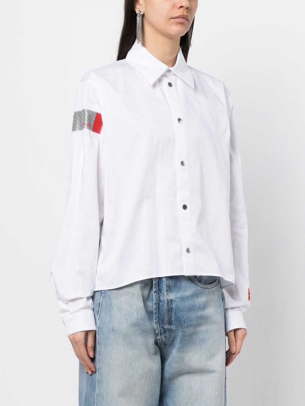 logo-patch cotton shirt - 3