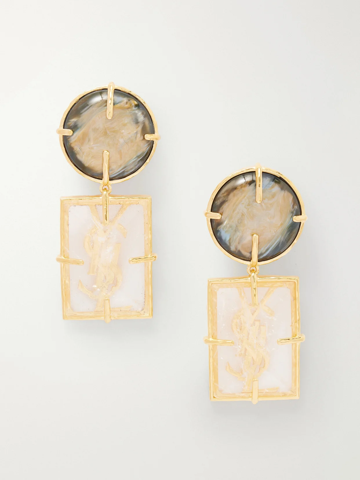 Bo Rondes Et Rectangles Gold-tone Earrings - 1