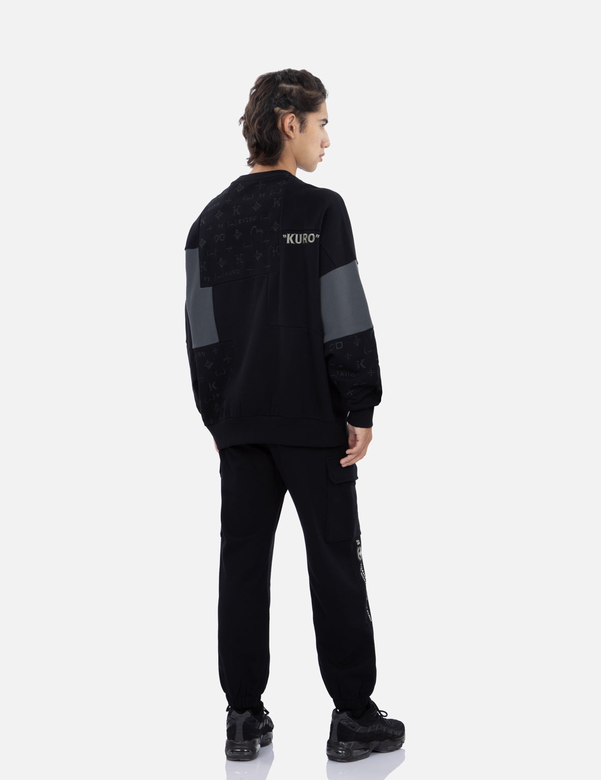 Brush Effect Logo Embroidery Cargo Sweatpants - 3