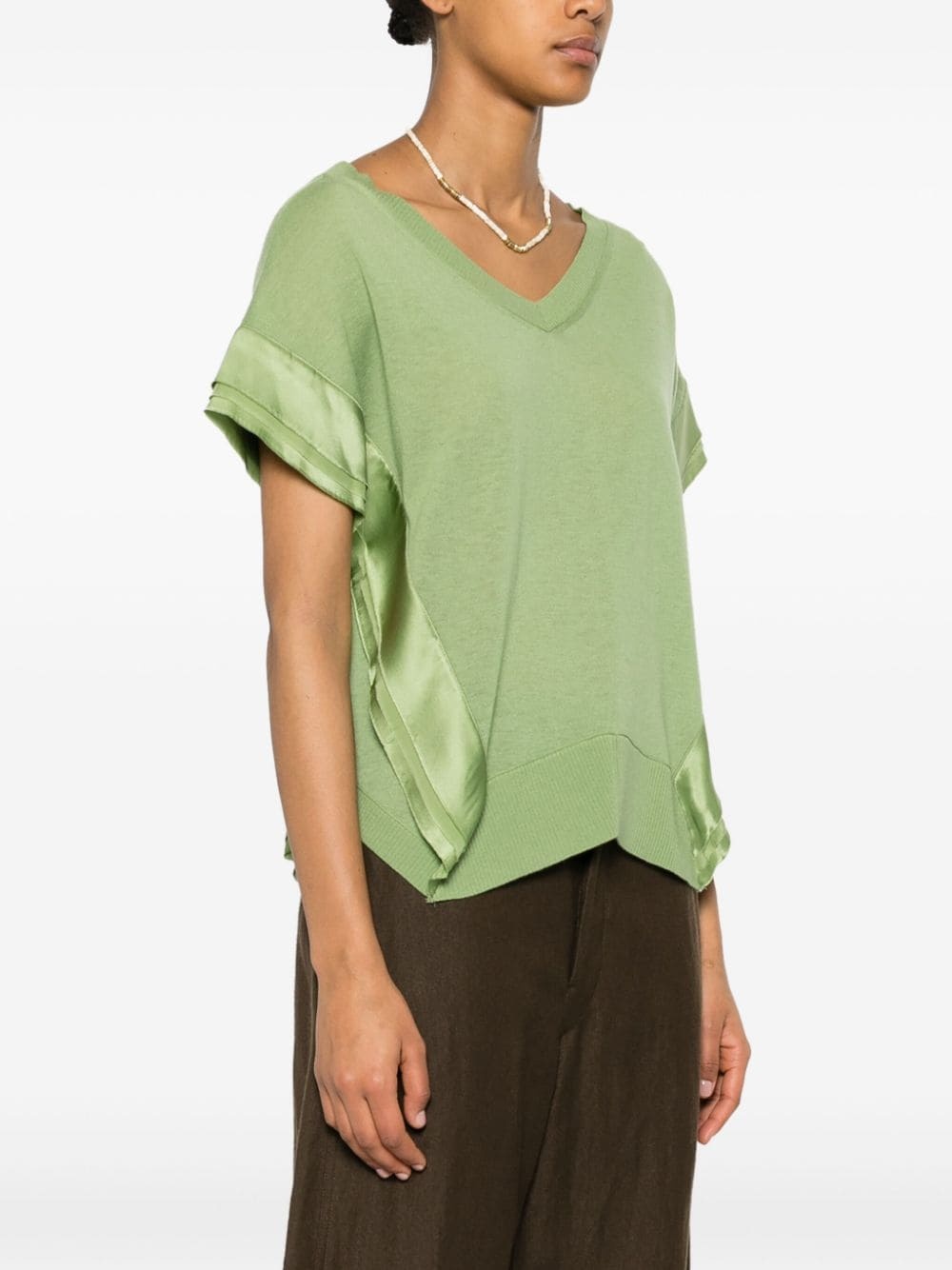 glossy-appliquÃ© short-sleeved knitted top - 3