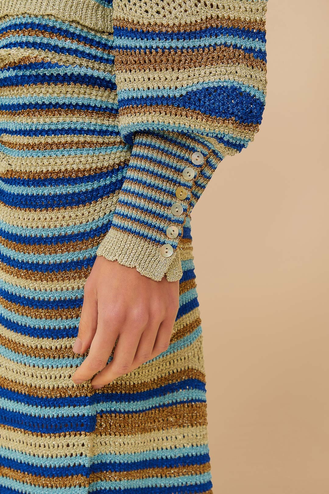 Blue Mixed Waves Knit Blouse - 5