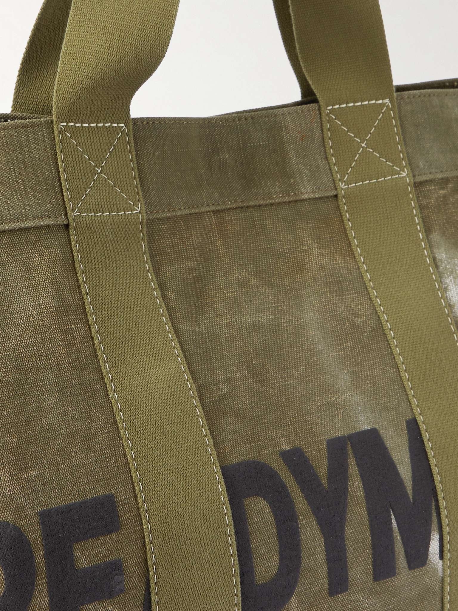 Logo-Print Webbing-Trimmed Waxed Cotton-Canvas Tote Bag - 5
