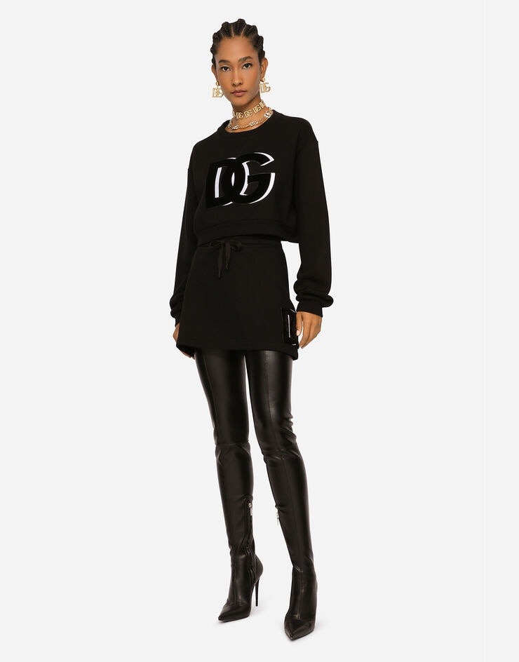 Jersey miniskirt with logo patch - 3
