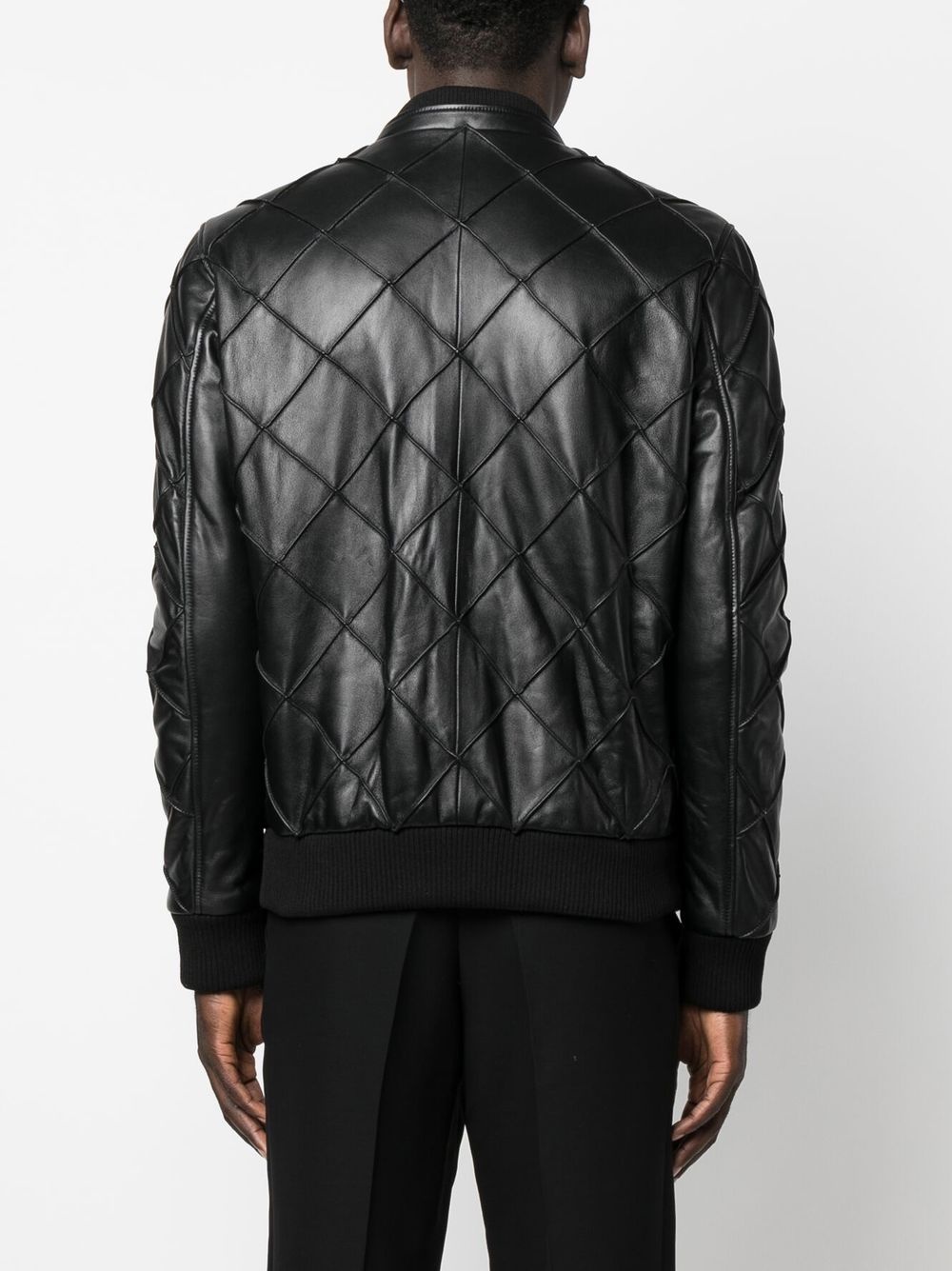 quilted leather bomber jacket - 4