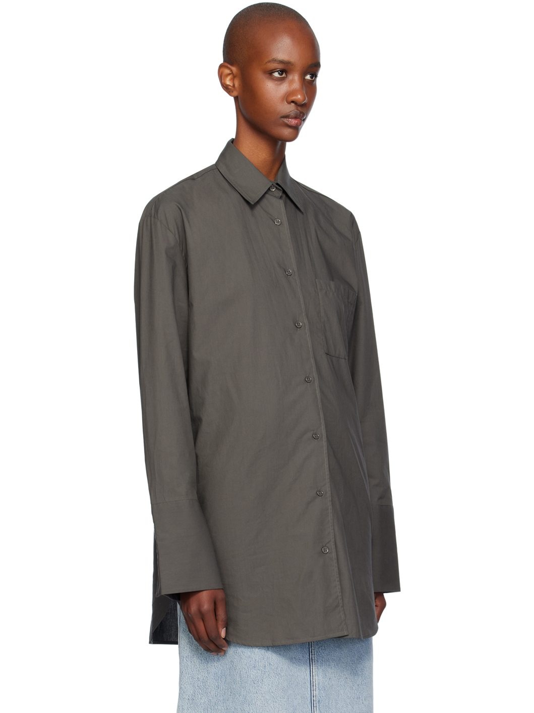 Khaki Helen Organic Cotton Long Shirt - 2