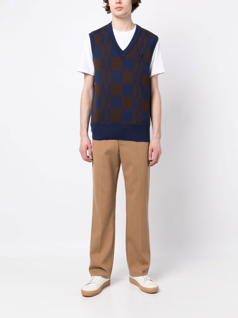 Fred Perry Men's Glitch Chequerboard Knit Vest in Shaded