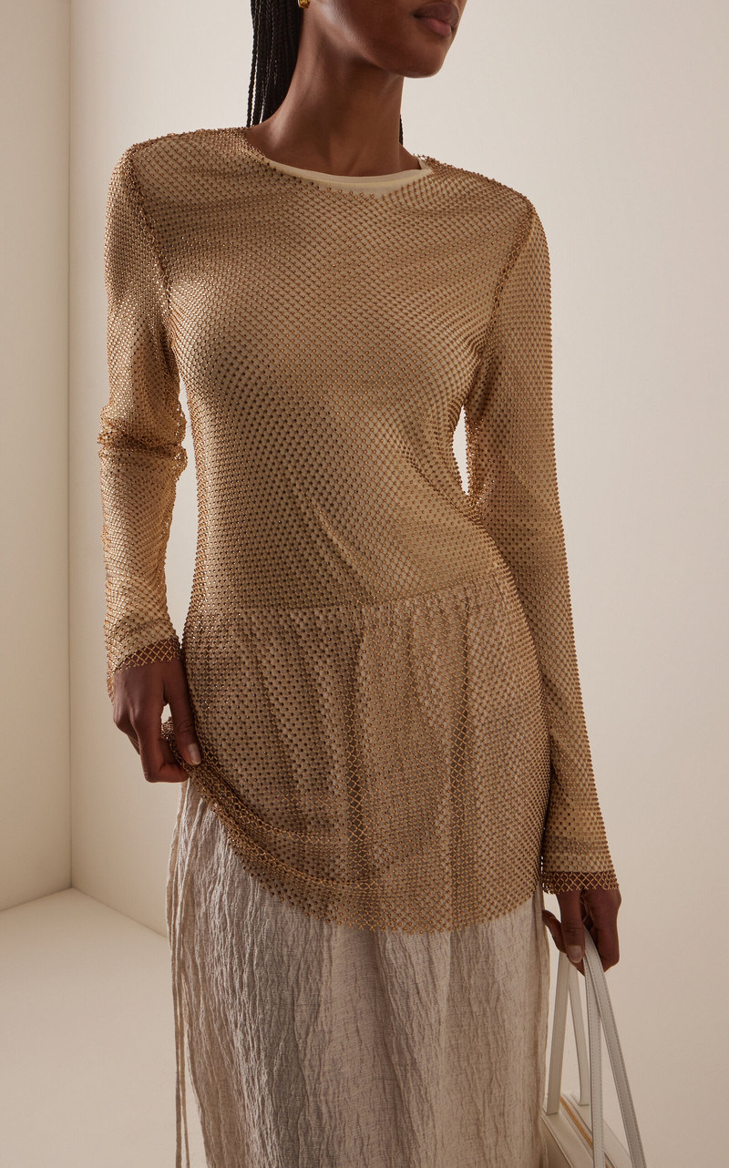 TOVE Carmen Crystal-Mesh Top neutral outlook