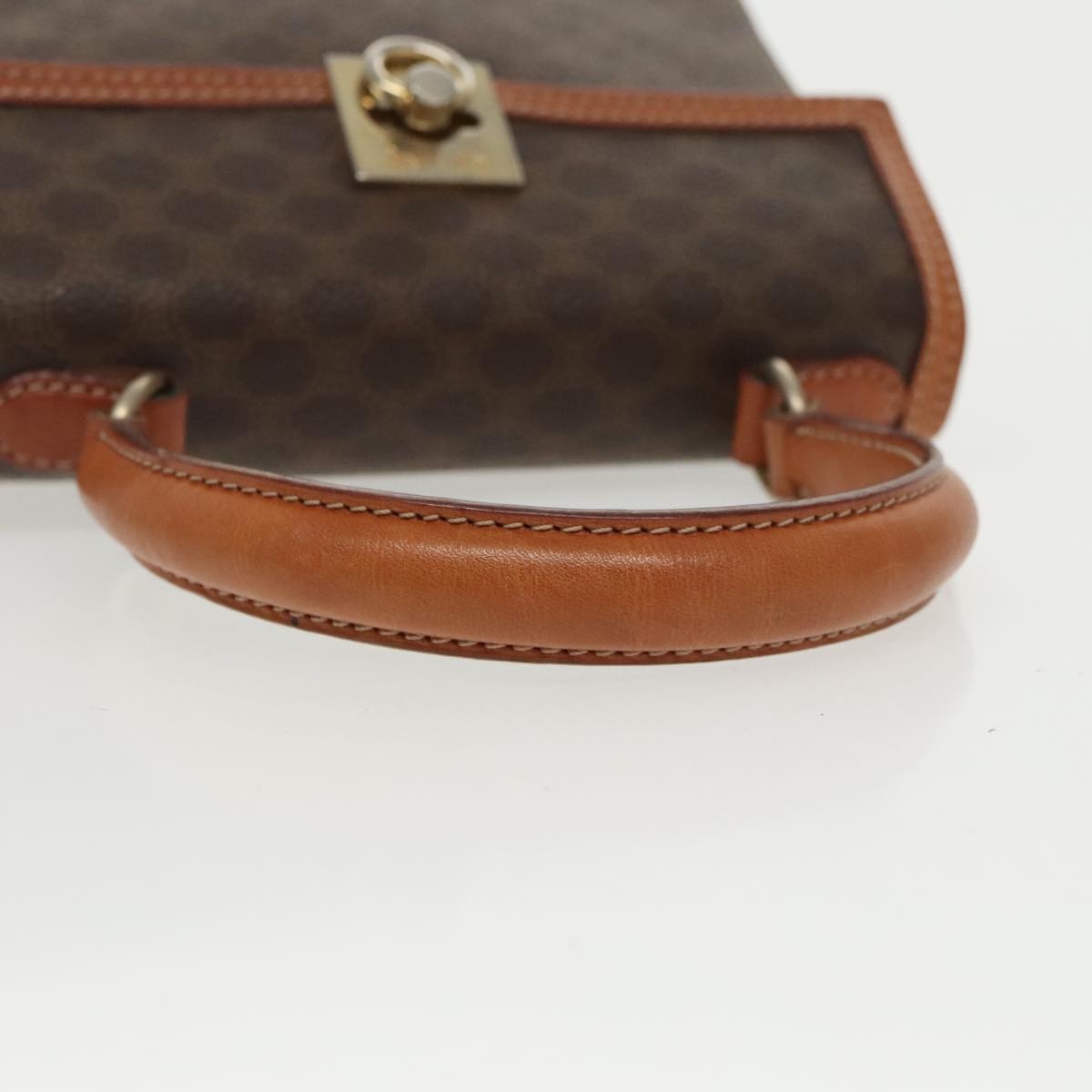 CELINE Macadam Canvas Hand Bag Pvc Leather Brown Gold - 7