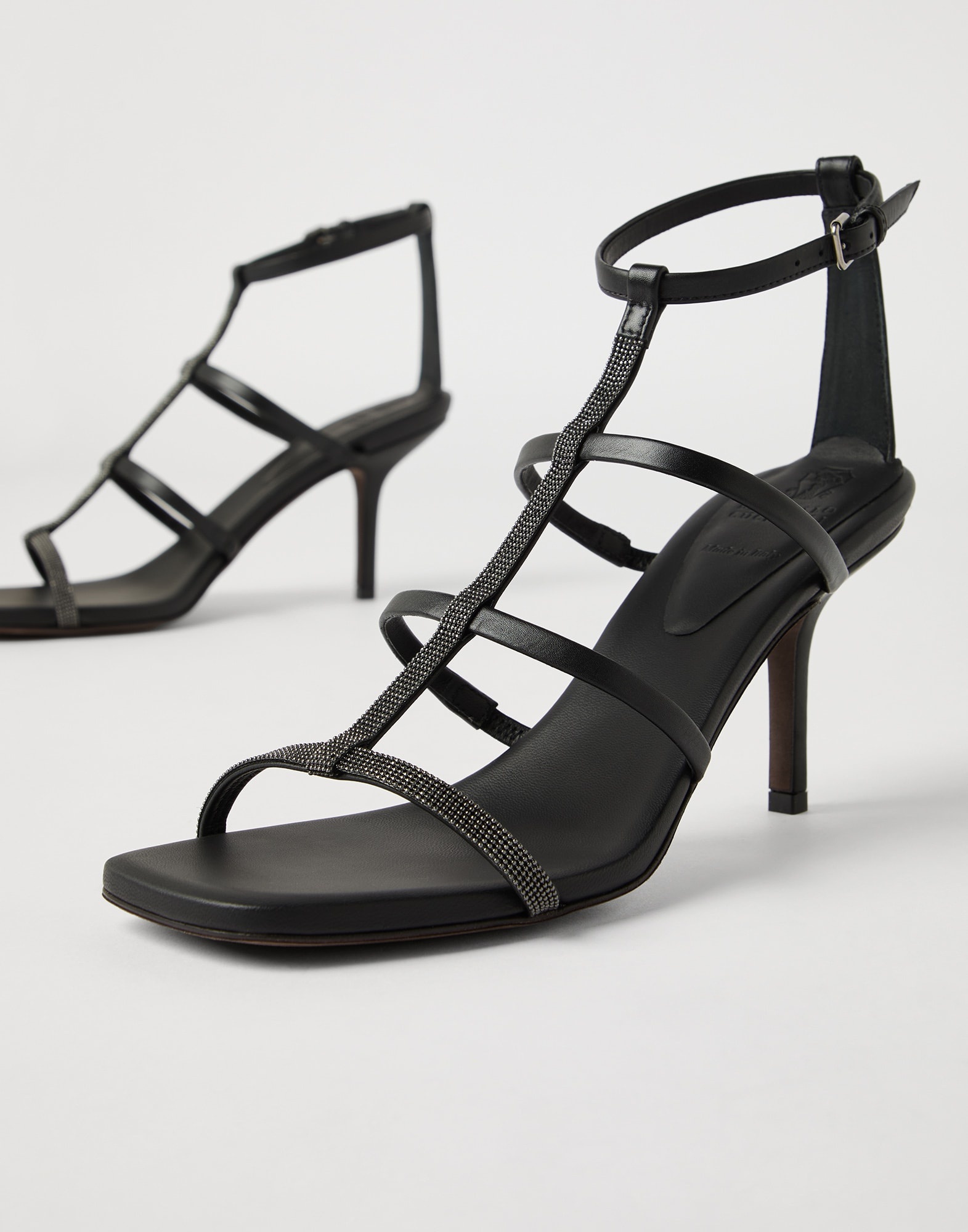 Nappa leather heels with precious straps - 3