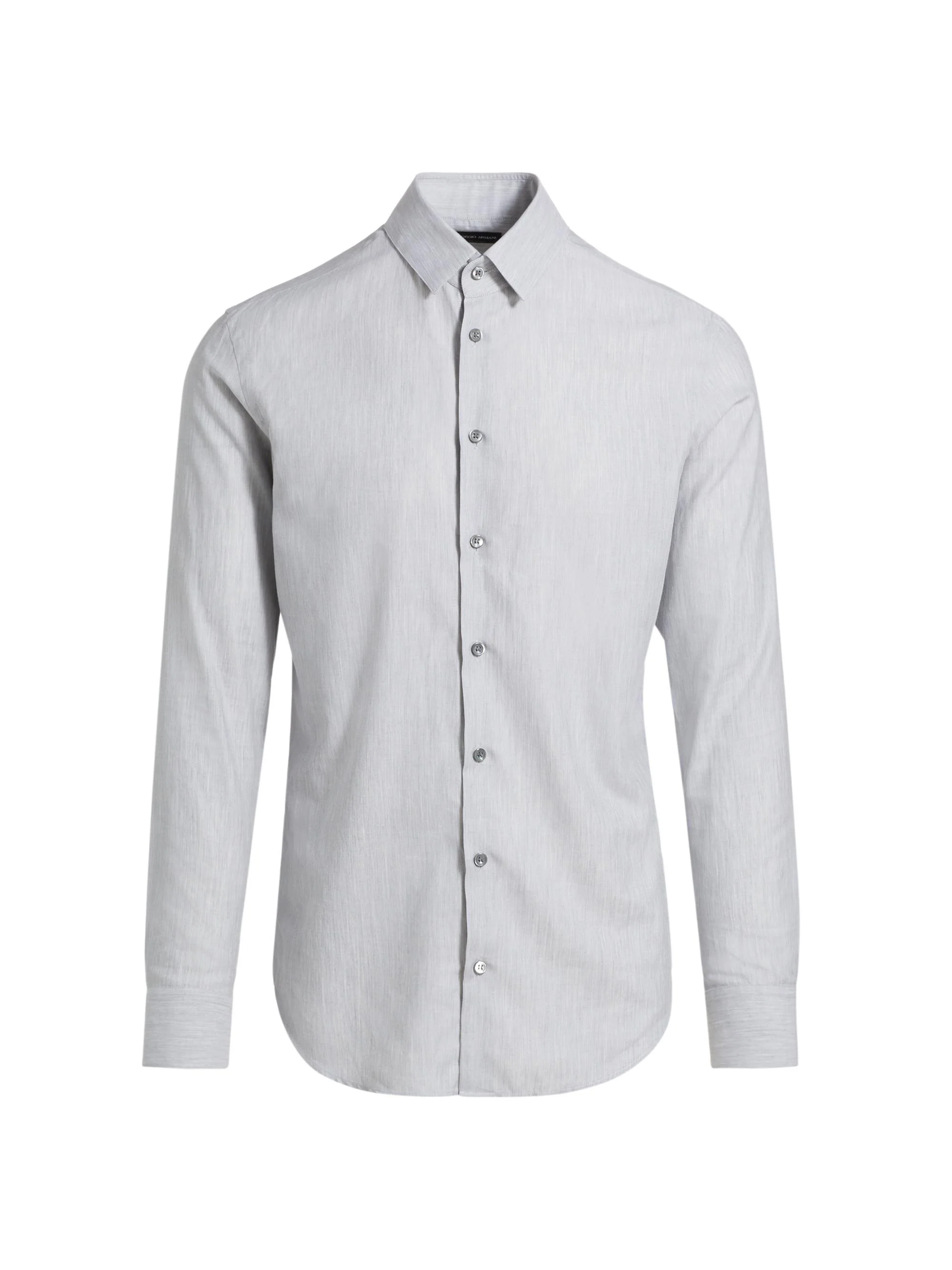 Men's Textured Cotton Button-Up Shirt - Light Gray - 1
