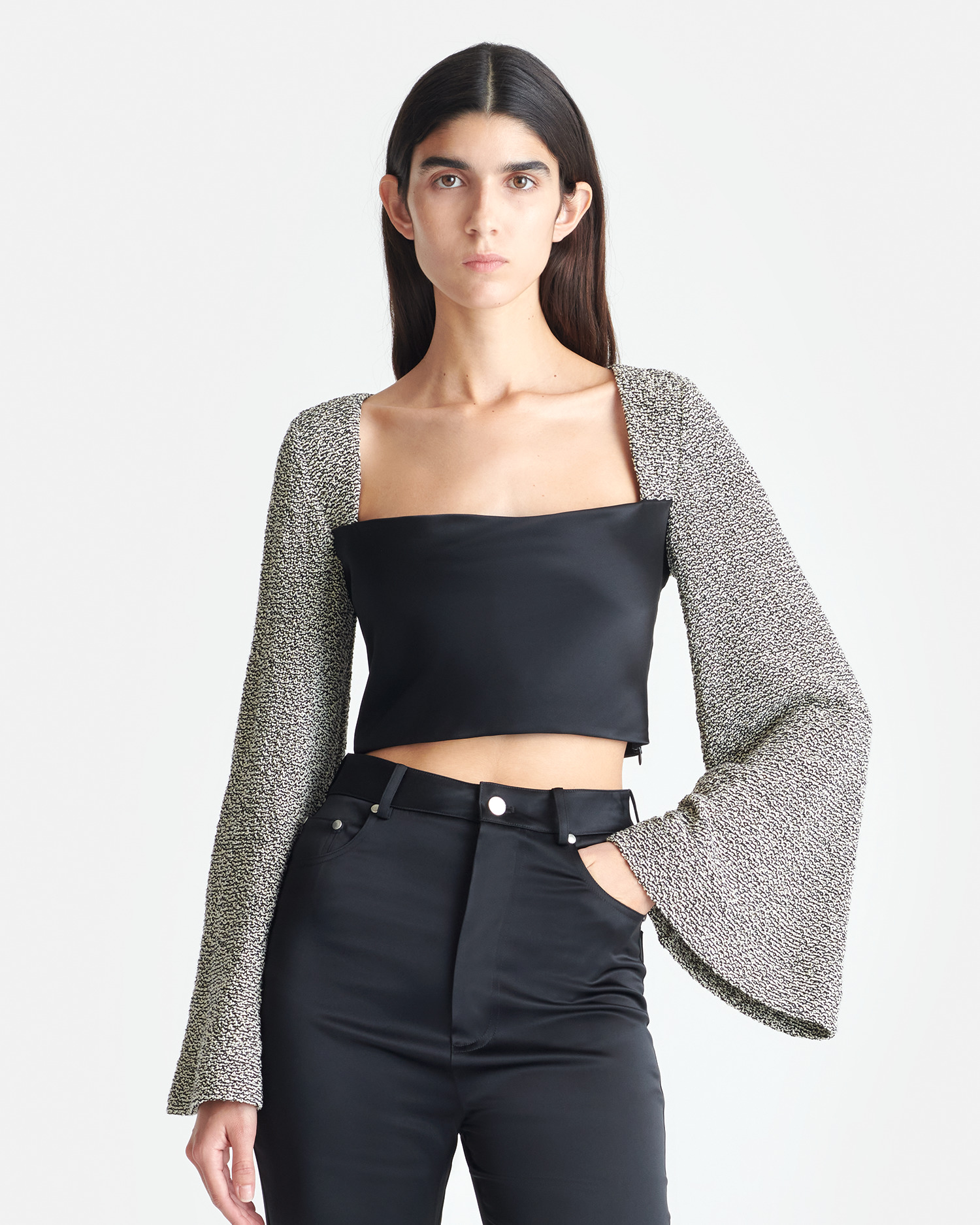 Slip Satin and Loopback Cotton Top - 4