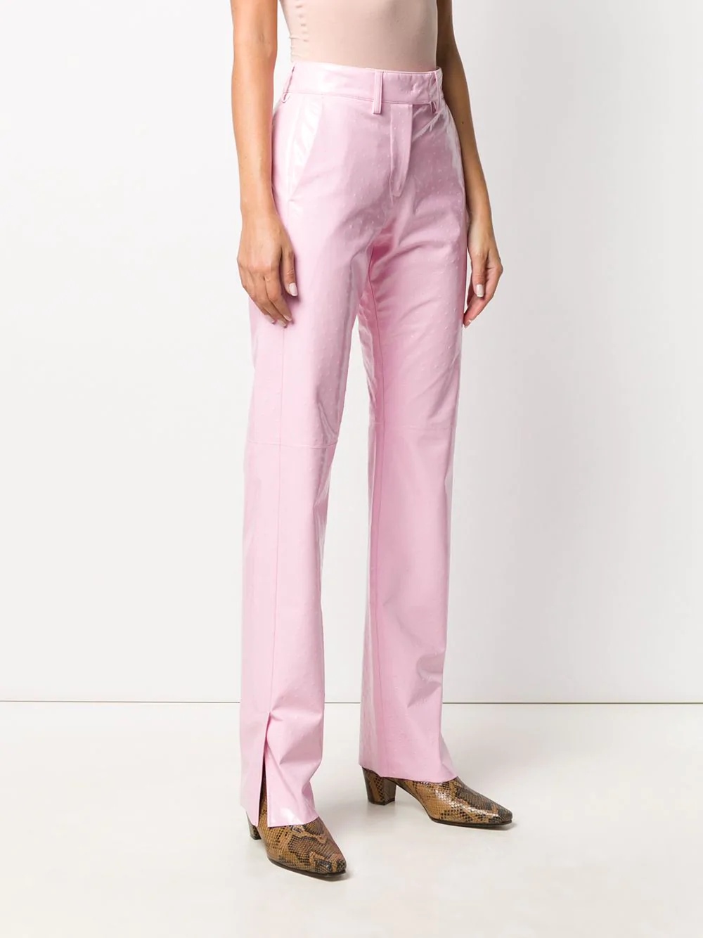 high-waist vinyl trousers - 3