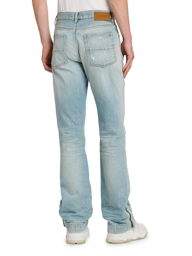 Men's Mx1 Distressed Denim Mid-Rise Straight-Leg Jeans - Mist Indigo 5
