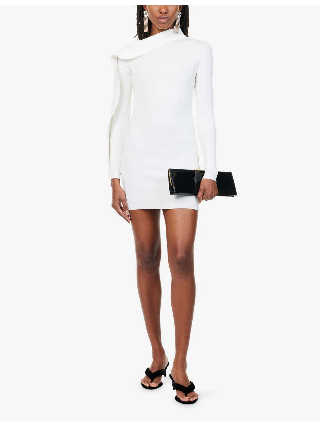 Drape Asymmetric Knitted Mini Dress - 2