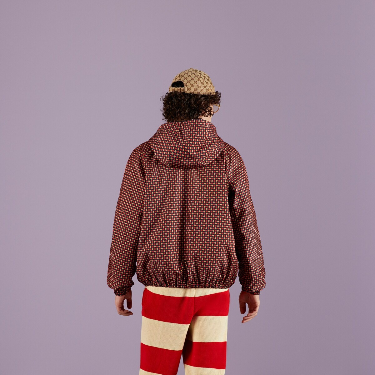 GUCCI★素敵！SQUARE G LOGO TARTAN PRINT NYLON COAT GUCCI Square G tartan print nylon coat | REVERSIBLE