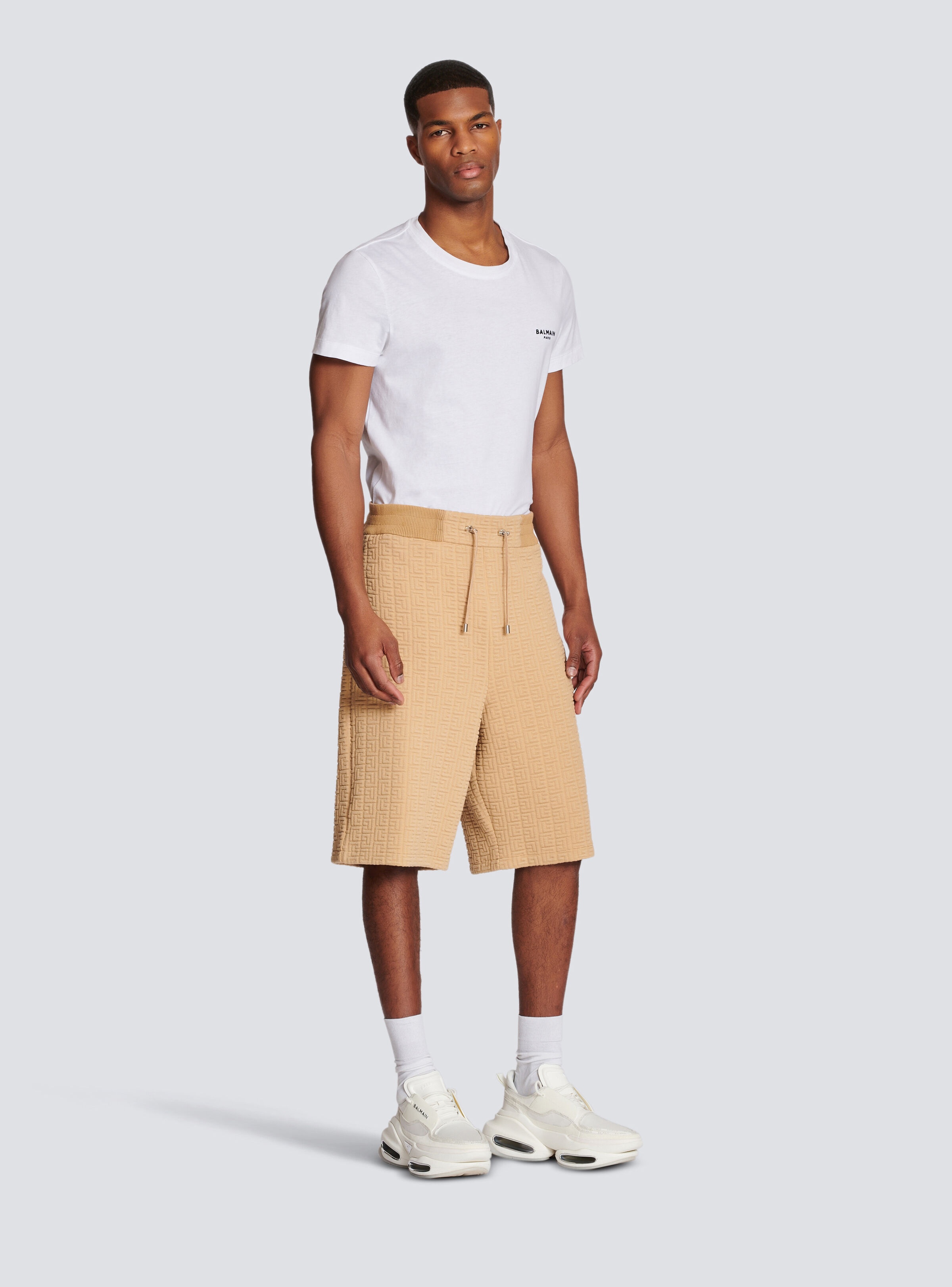 Bermuda shorts with embossed Balmain monogram - 3